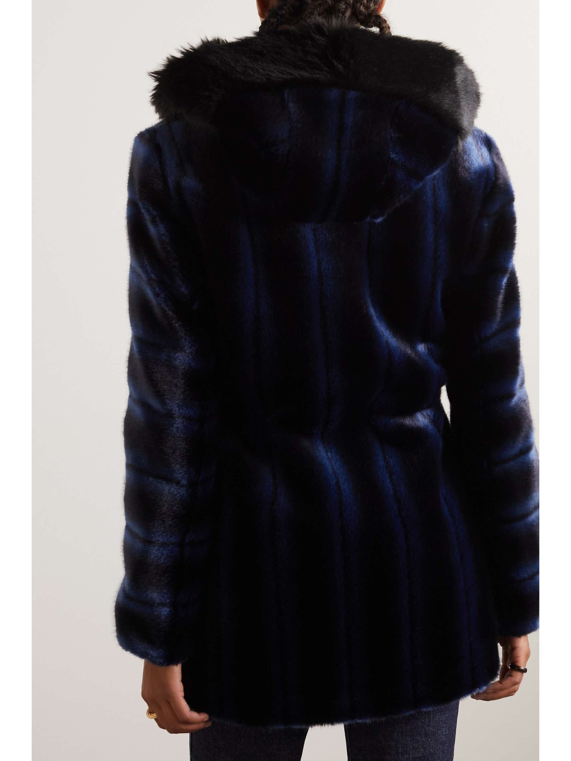 FAZ Skate Moss hooded two-tone faux fur coat
