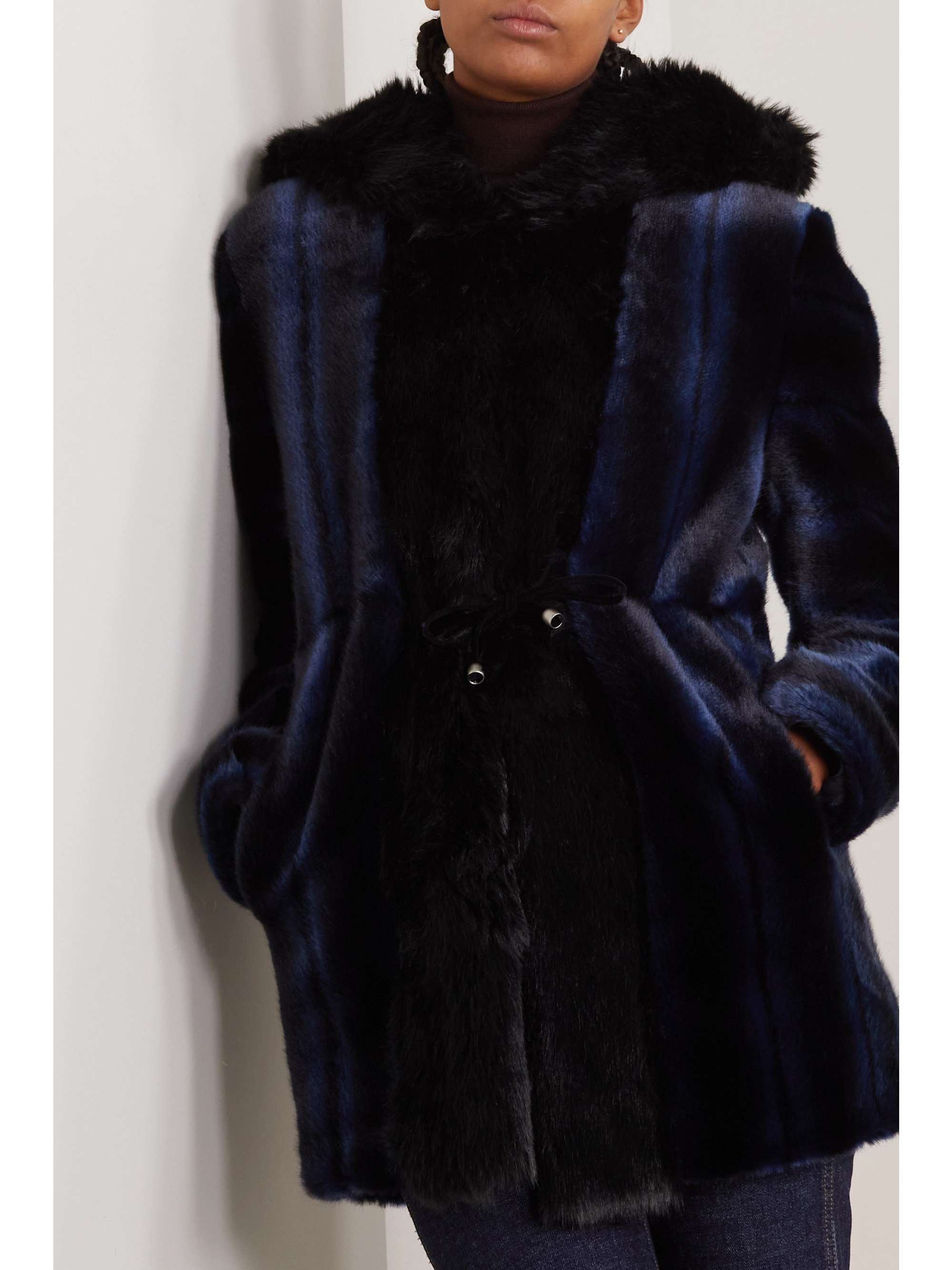 FAZ Skate Moss hooded two-tone faux fur coat
