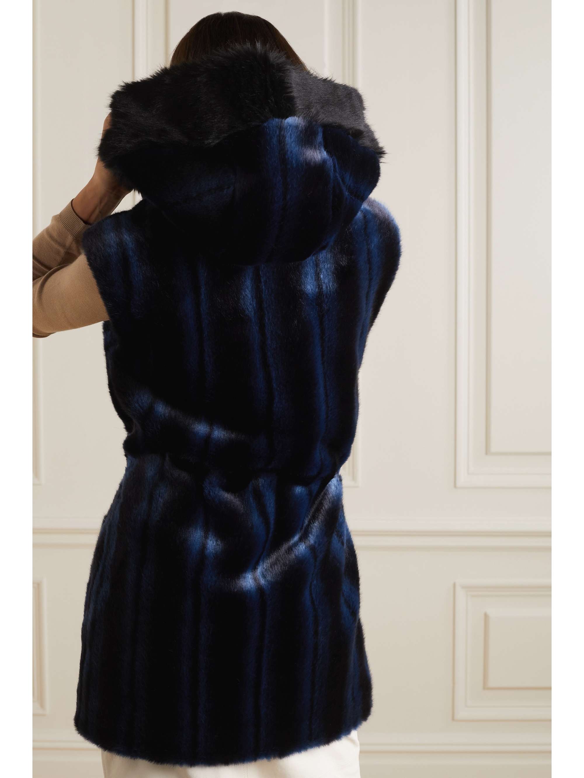 hooded faux fur vest