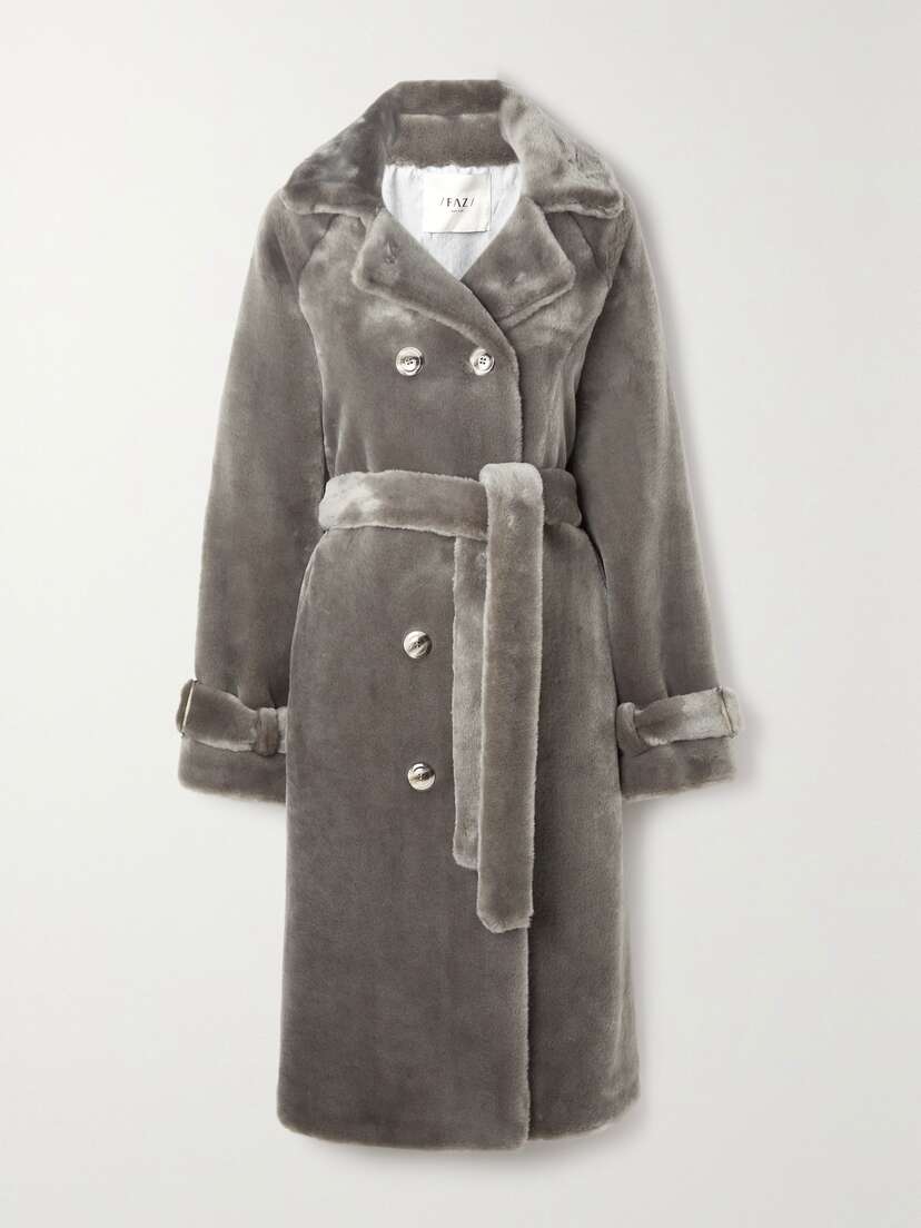 FAZ The Cool Belted Faux Fur Coat