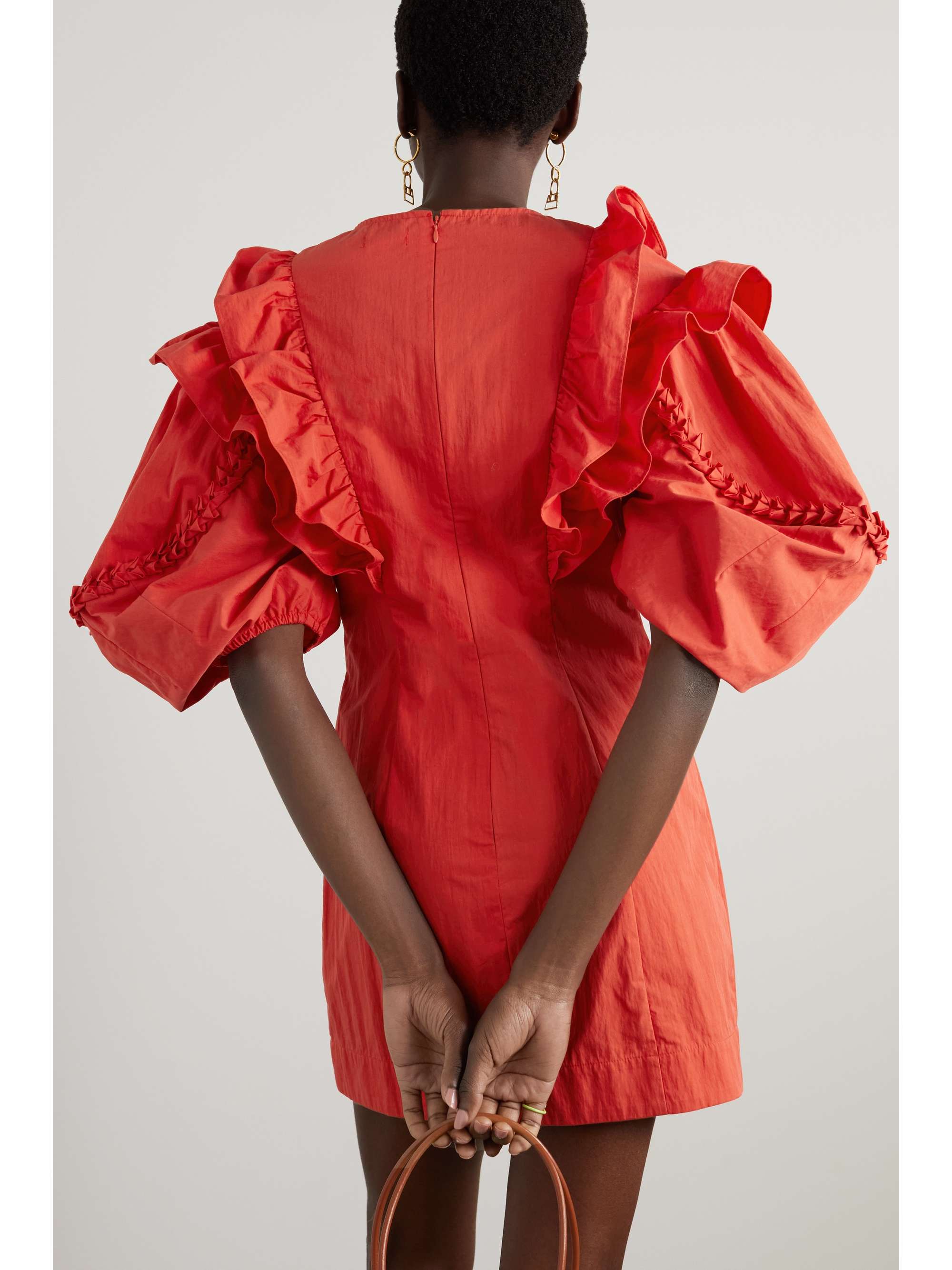 RHODE Varja ruffled cotton-blend poplin mini dress