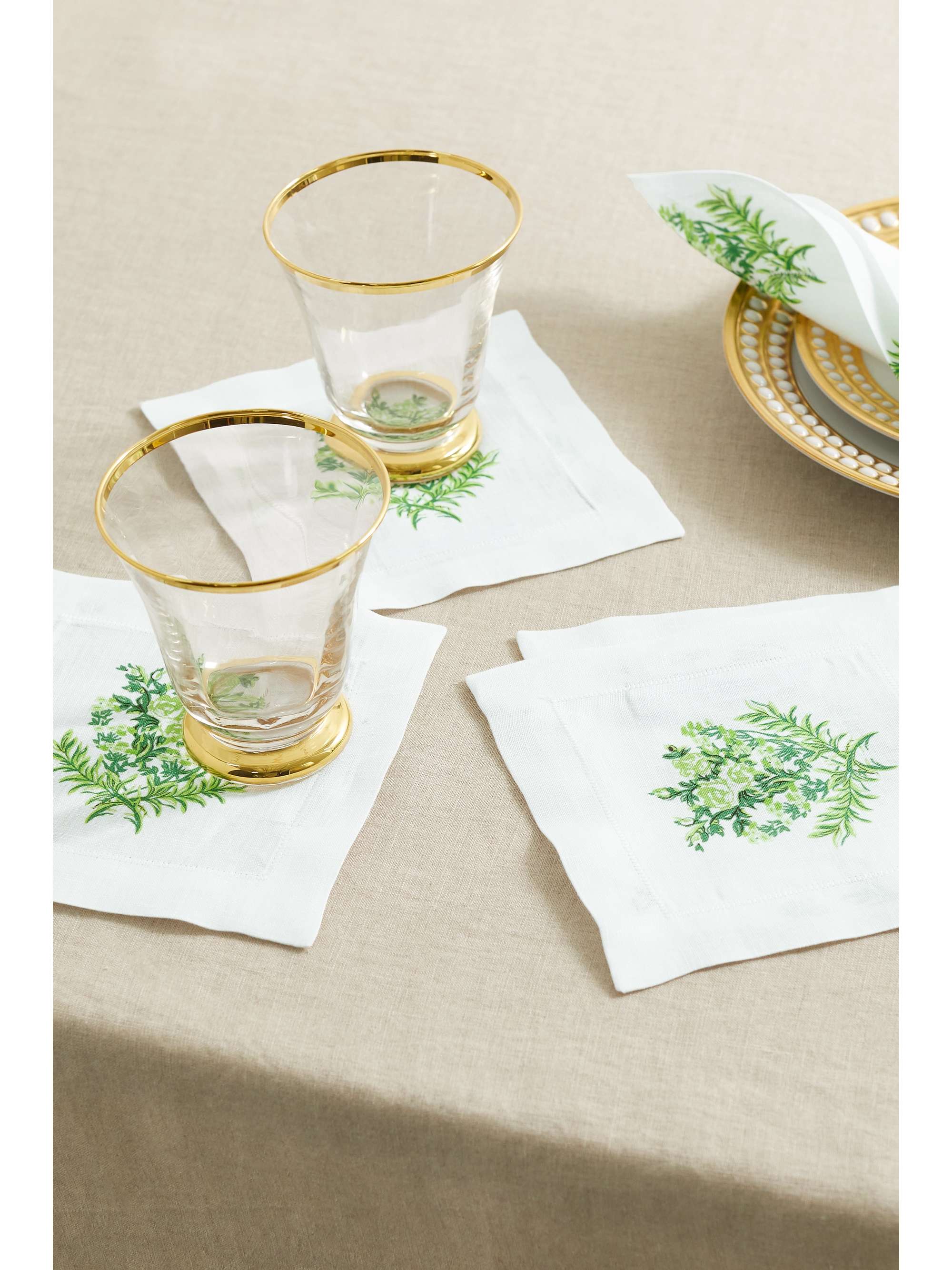 EMILIA WICKSTEAD Set of four floral-print linen cocktail napkins