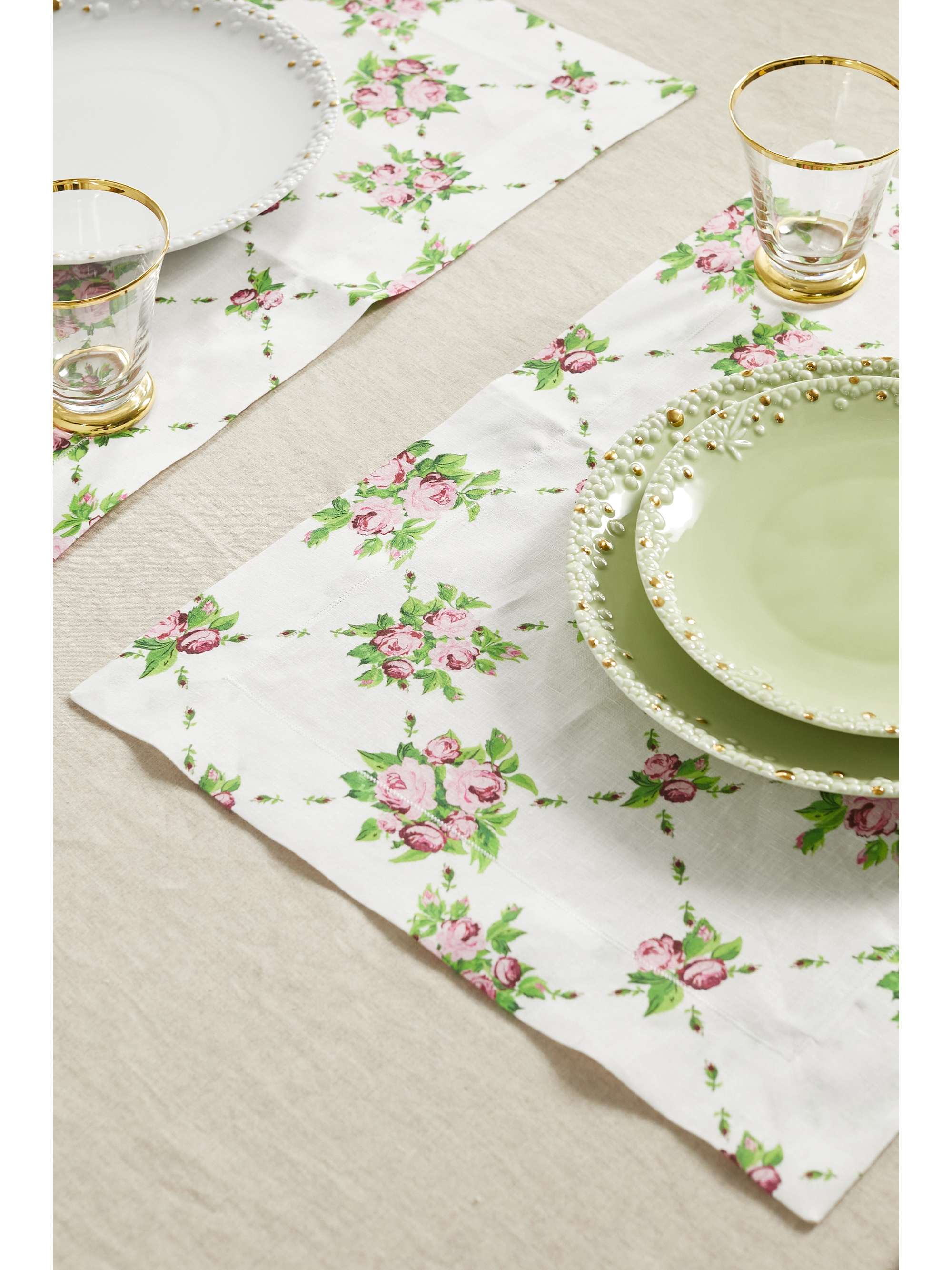 EMILIA WICKSTEAD Quatre sets de table en lin à imprimé fleuri