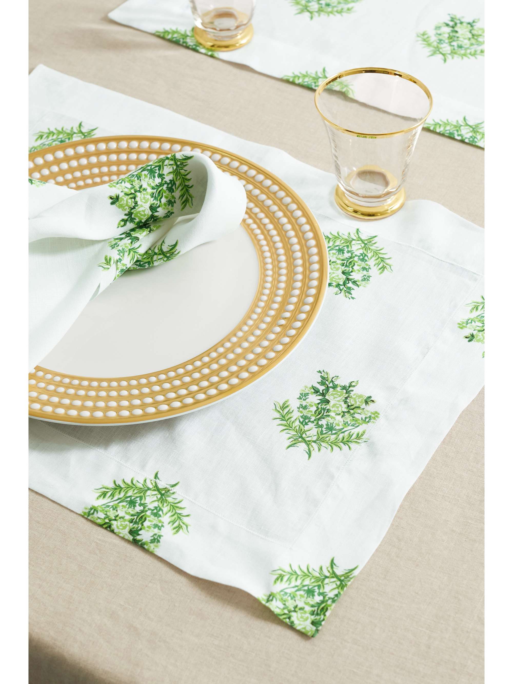 EMILIA WICKSTEAD Quatre sets de table en lin à imprimé fleuri