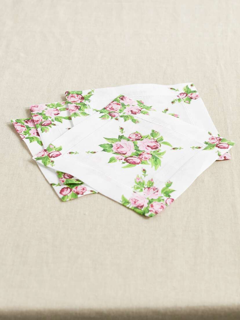 Emilia Wickstead Set Of Four Floral-print Linen Cocktail Napkins