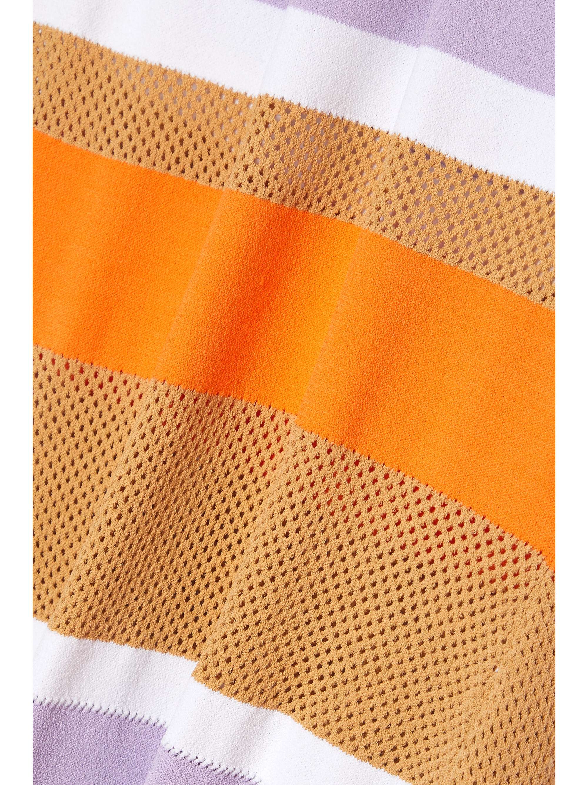 SERGIO HUDSON Midikleid aus einer gestreiften Baumwollmischung mit Mesh-Einsätzen