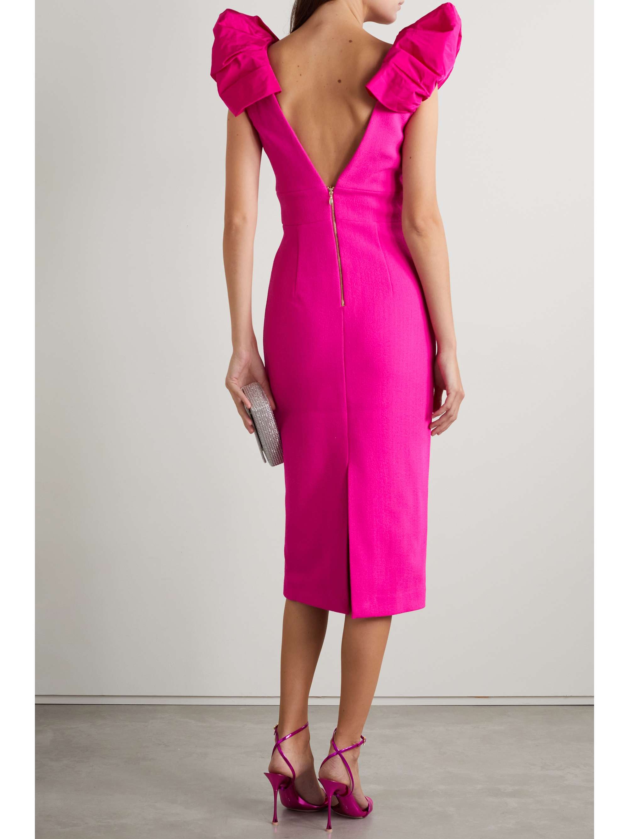 REBECCA VALLANCE Cupid's Bow ruffled crepe midi dress