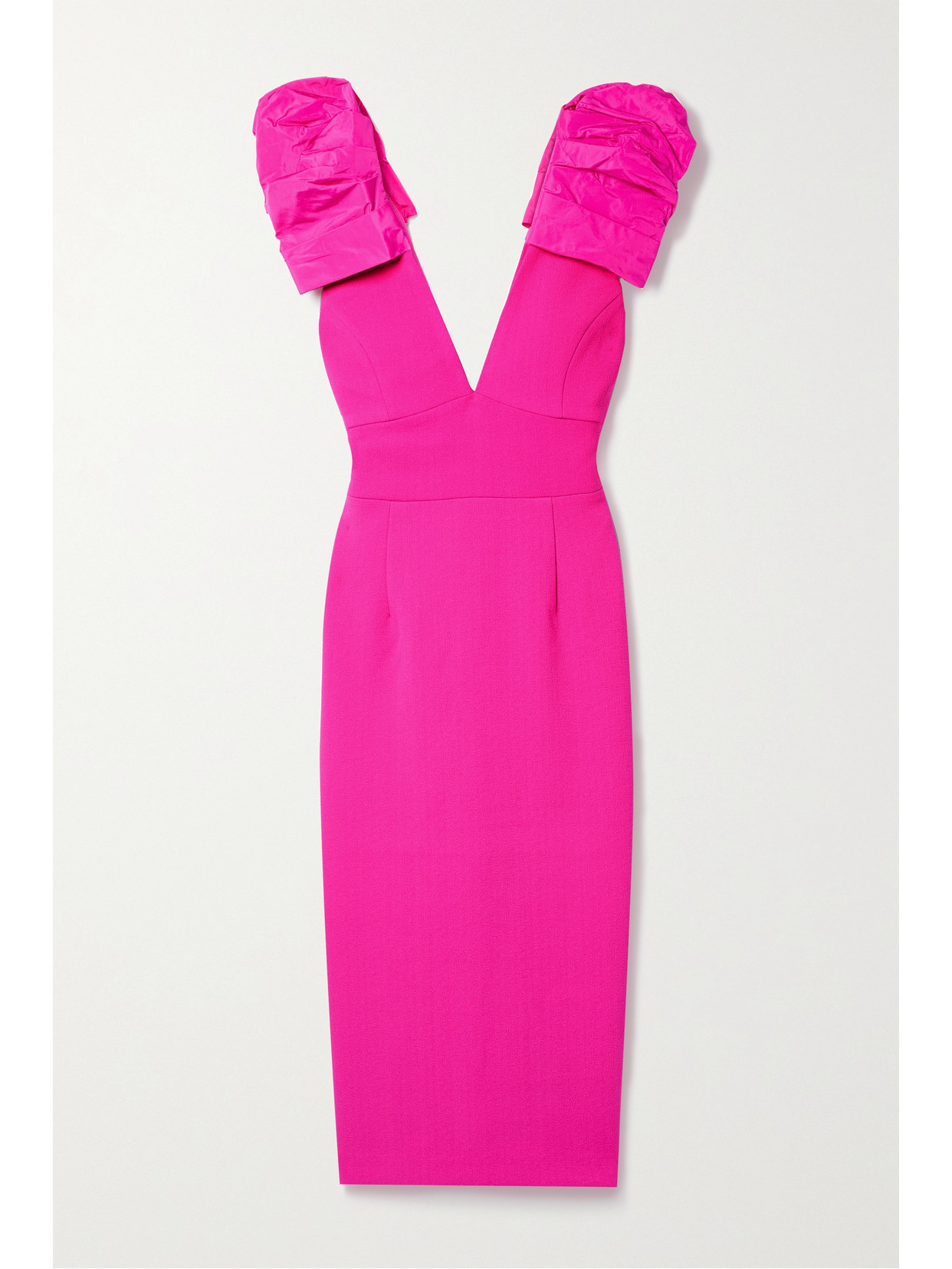 Rebecca Vallance Cupid's Bow Ruffled Crepe Midi Dress