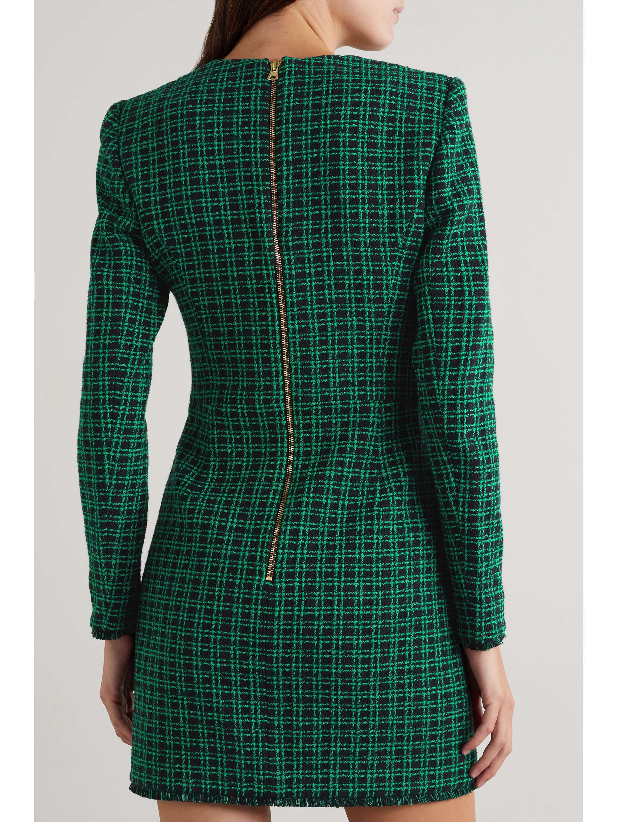 REBECCA VALLANCE Becca checked cotton-blend tweed mini dress