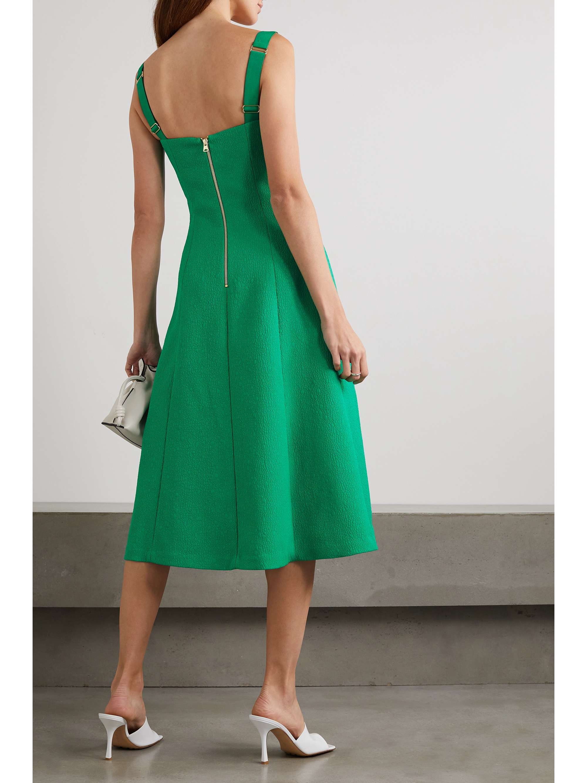 REBECCA VALLANCE Dionne paneled cloqué midi dress