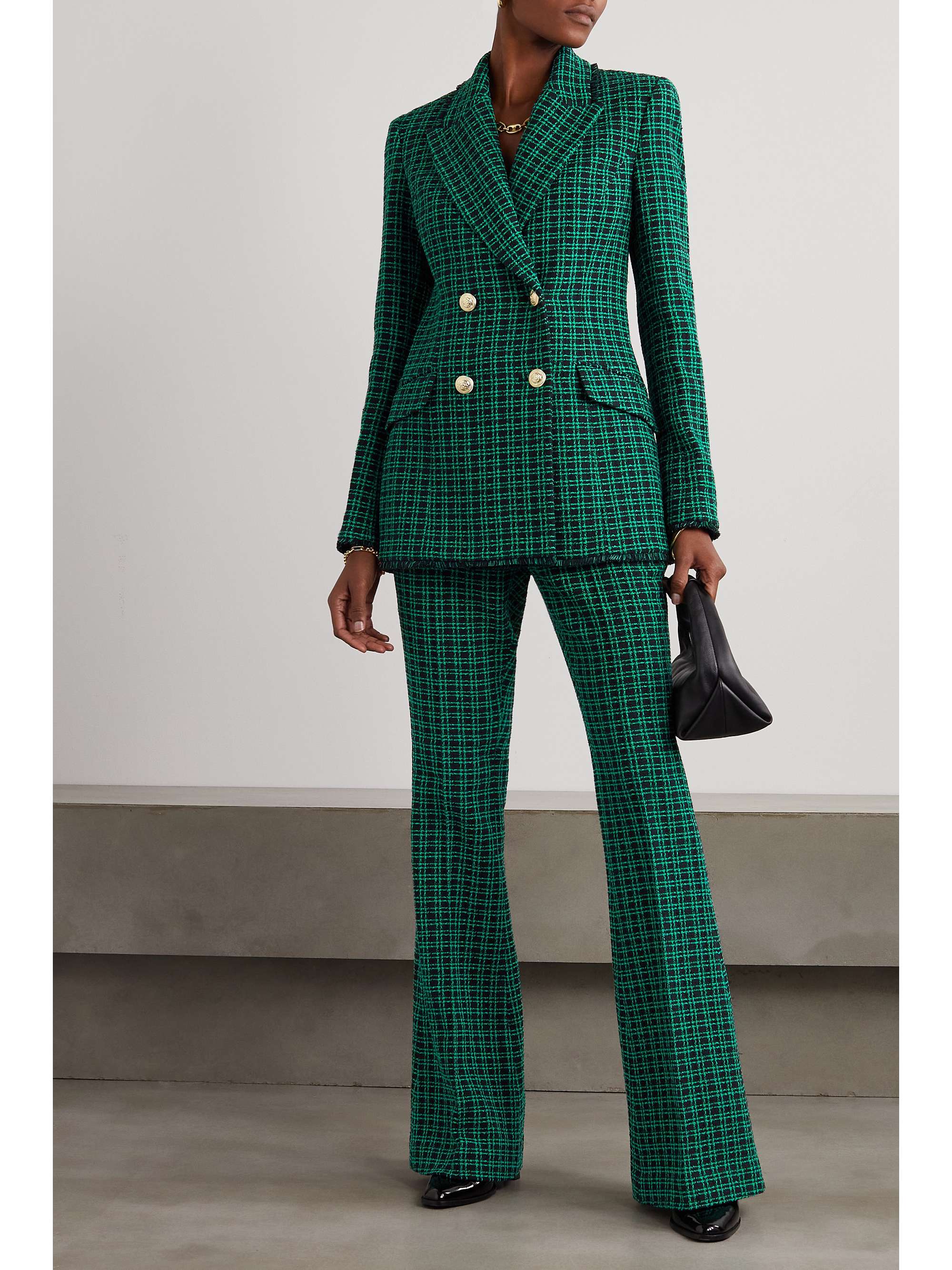 REBECCA VALLANCE Becca checked cotton-blend tweed blazer