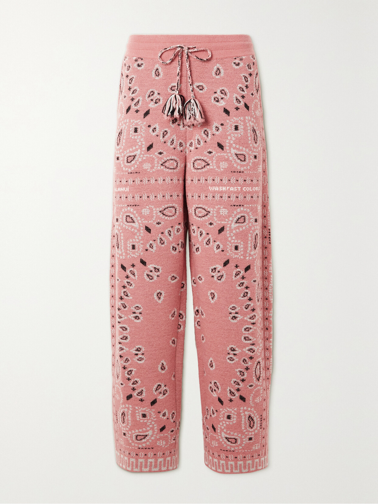 Alanui Bandana Jacquard Wool And Alpaca-blend Wide-leg Pants In Pink