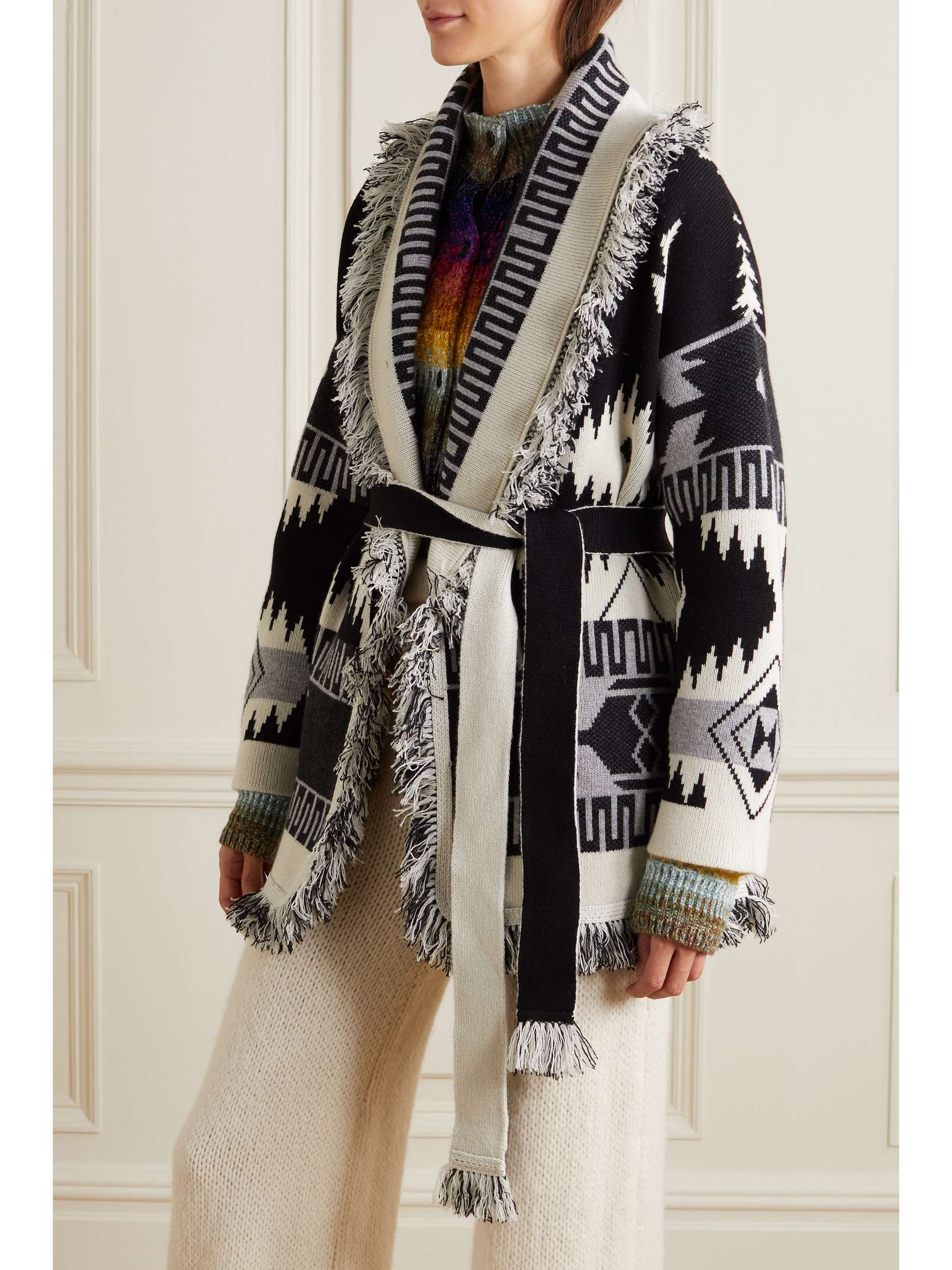 ALANUI Icon fringed jacquard-knit cashmere cardigan