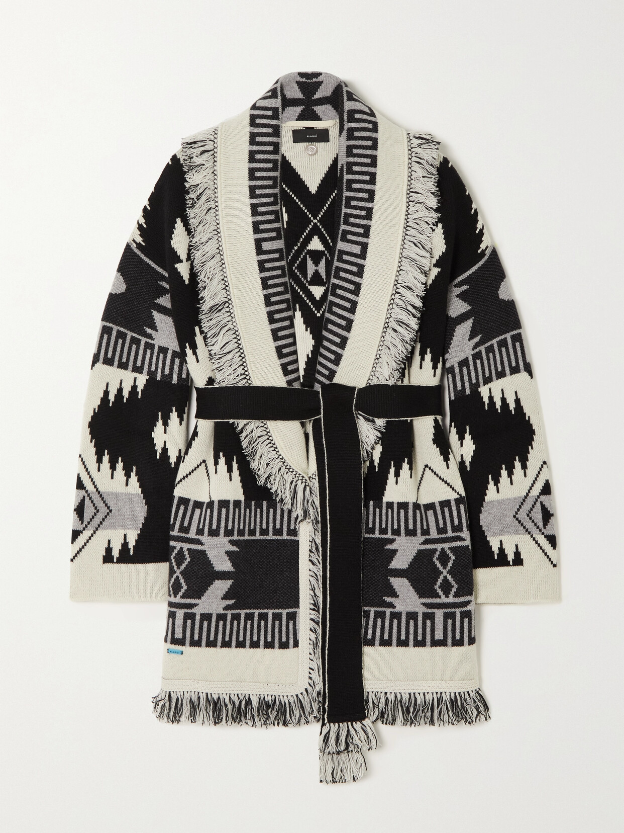 ALANUI ICON FRINGED JACQUARD-KNIT CASHMERE CARDIGAN