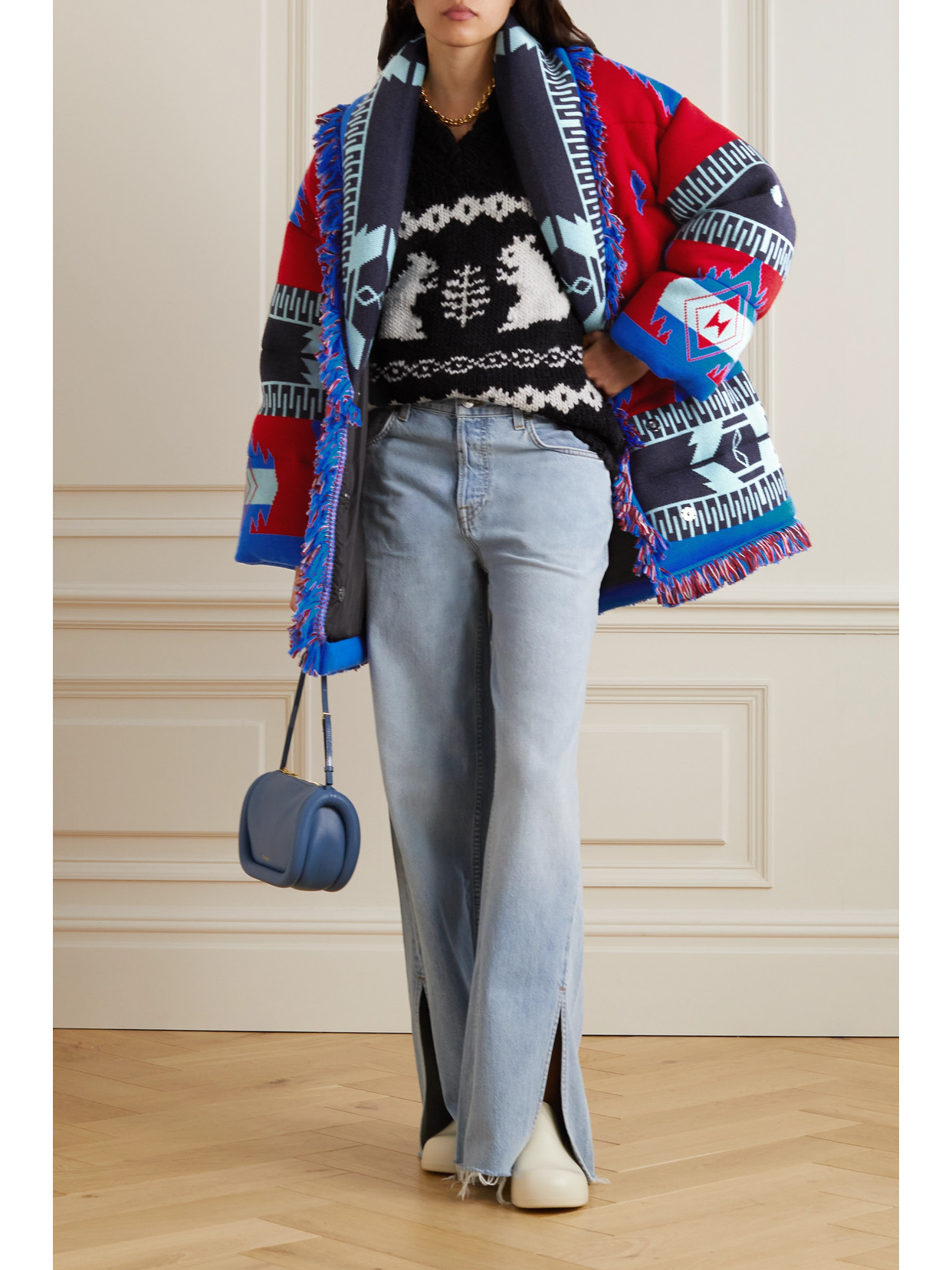 Icon Belted Fringed Quilted Wool-Jacquard Down Jacket