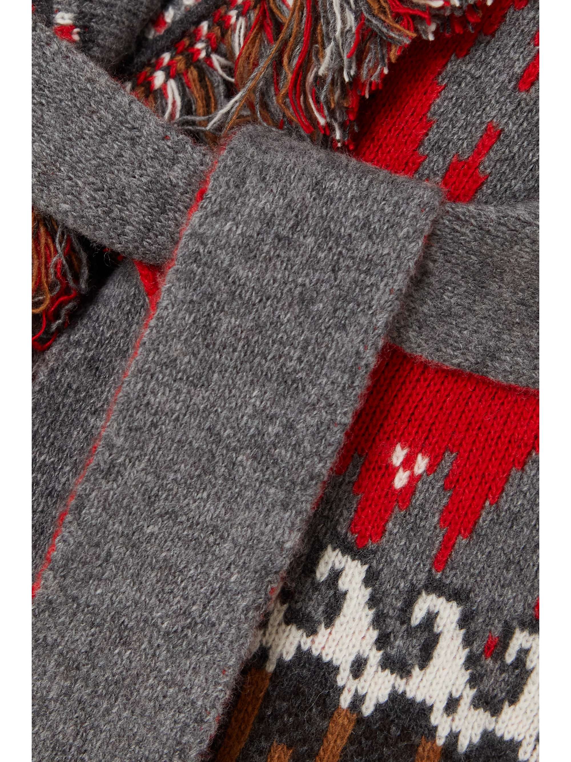 ALANUI Icon belted fringed wool and cashemere-blend jacquard cardigan