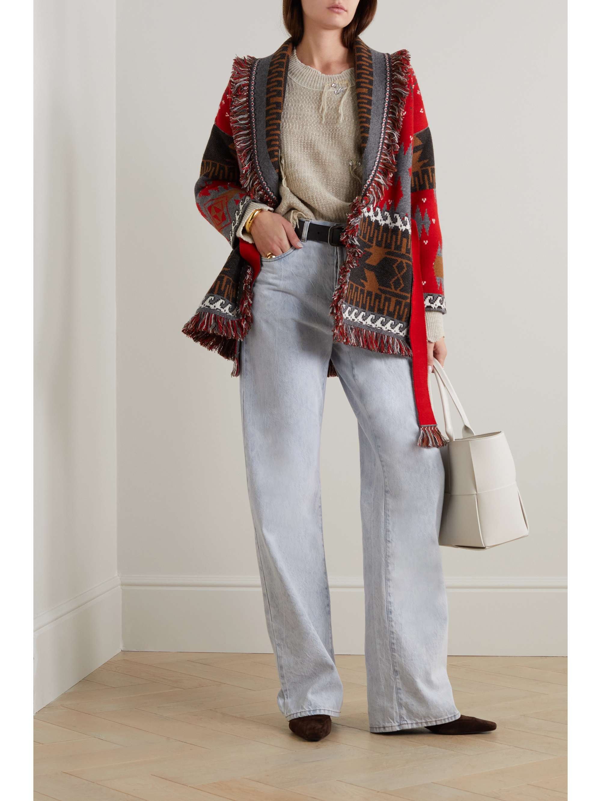 ALANUI Icon belted fringed wool and cashemere-blend jacquard cardigan