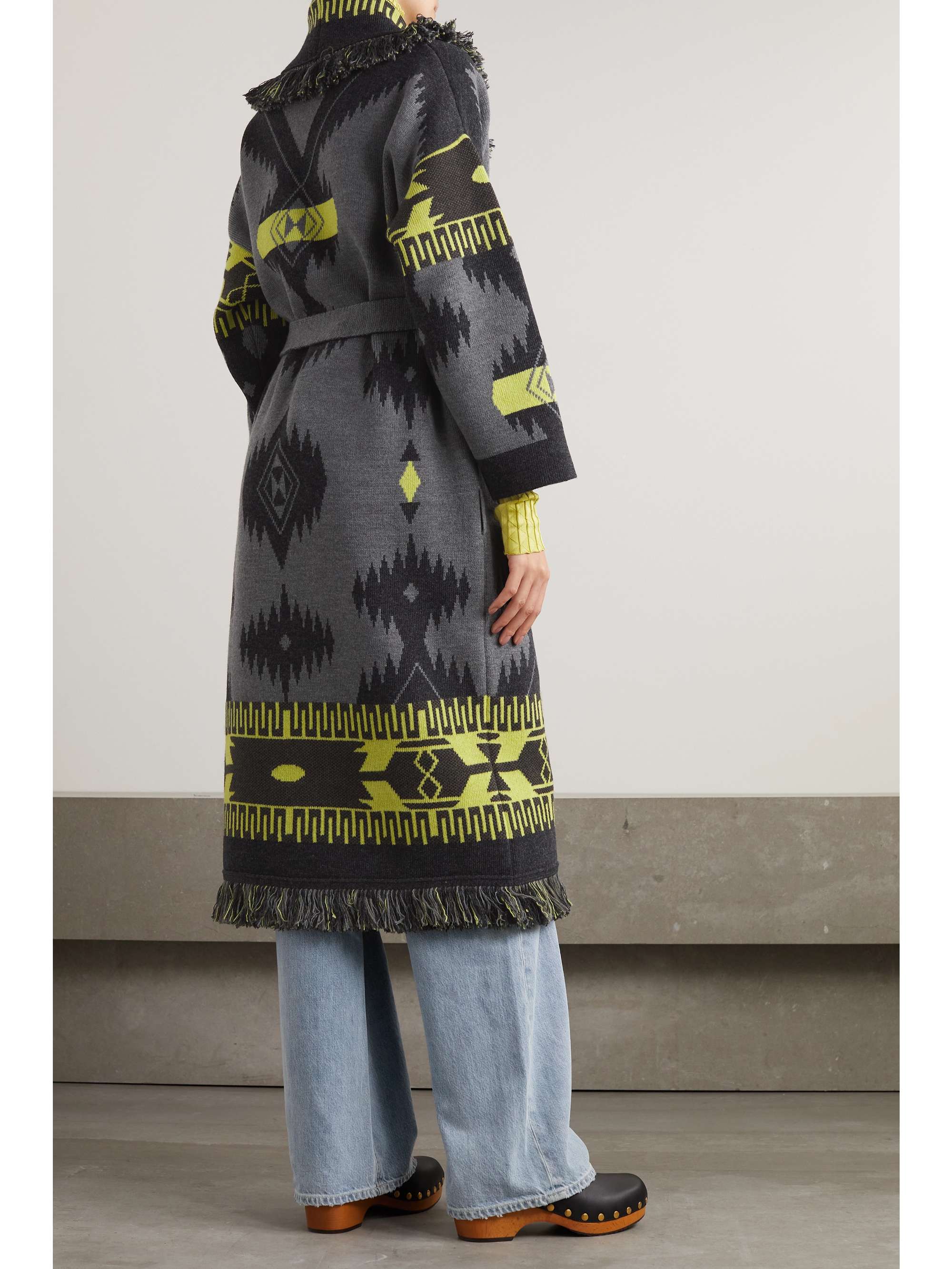ALANUI Icon fringed belted wool-jacquard coat