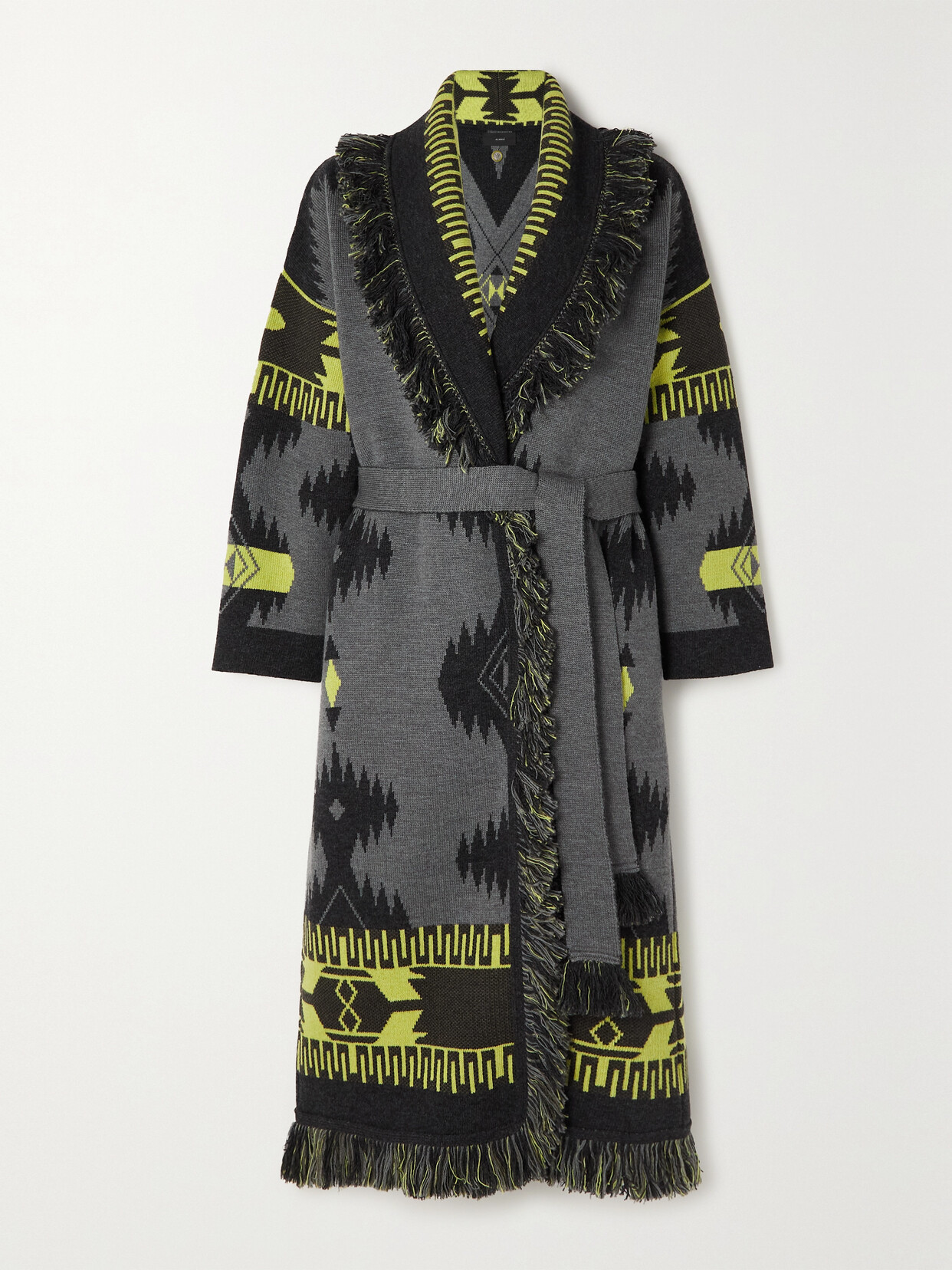 ALANUI ICON FRINGED BELTED WOOL-JACQUARD COAT