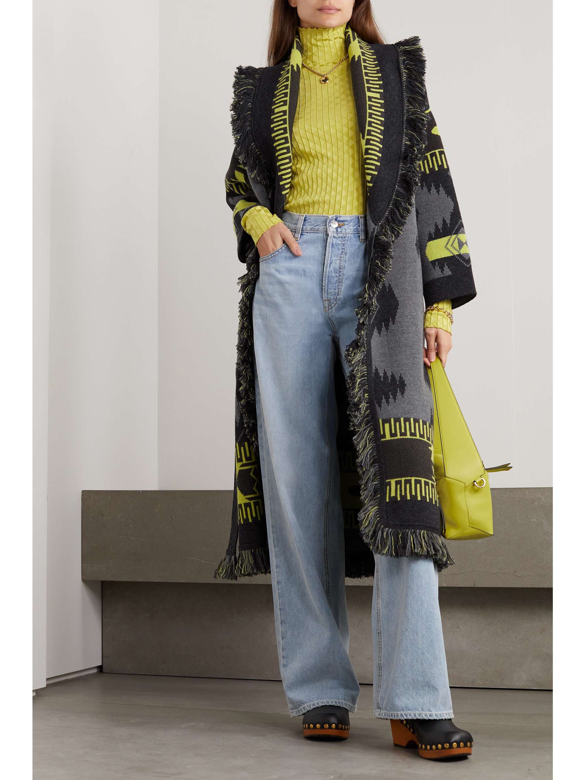 ALANUI Icon fringed belted wool-jacquard coat