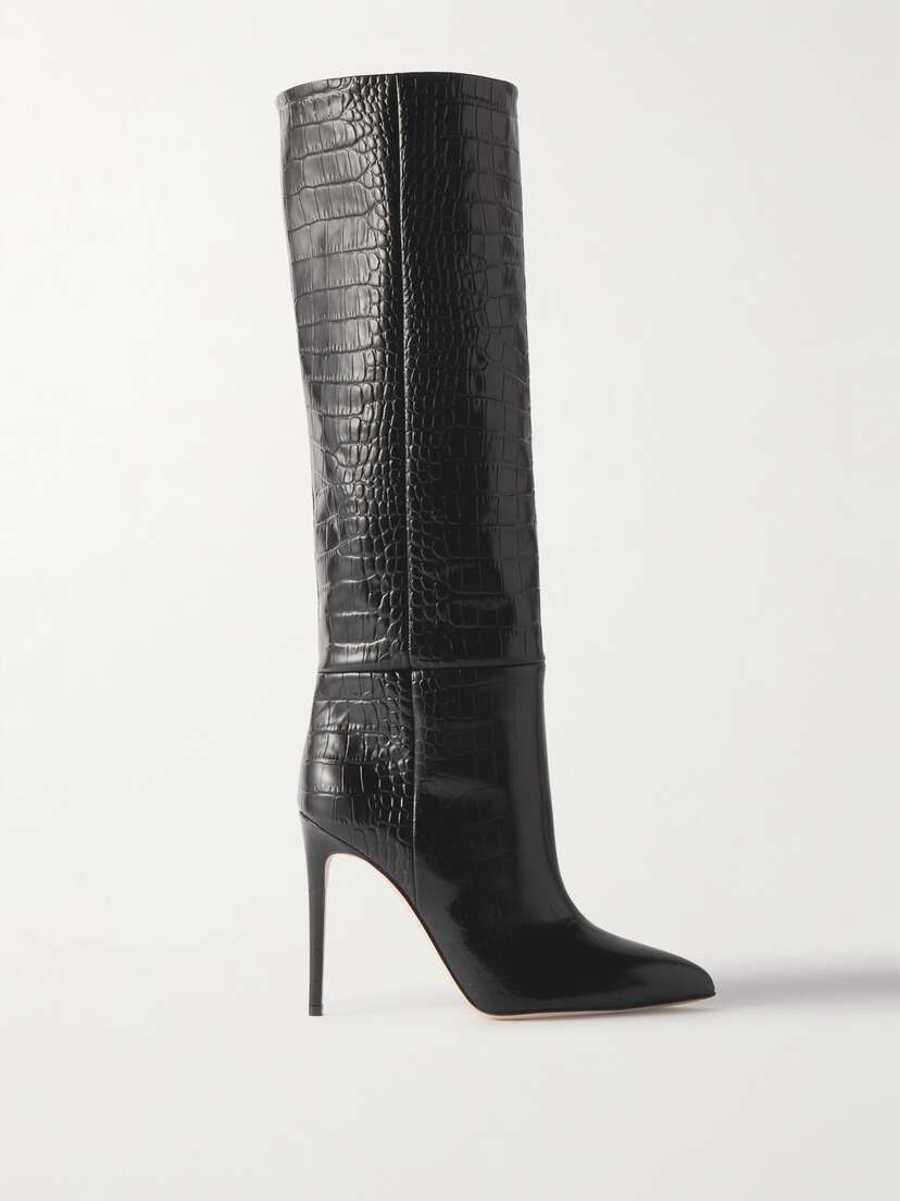 Paris Texas Croc-effect Leather Knee Boots
