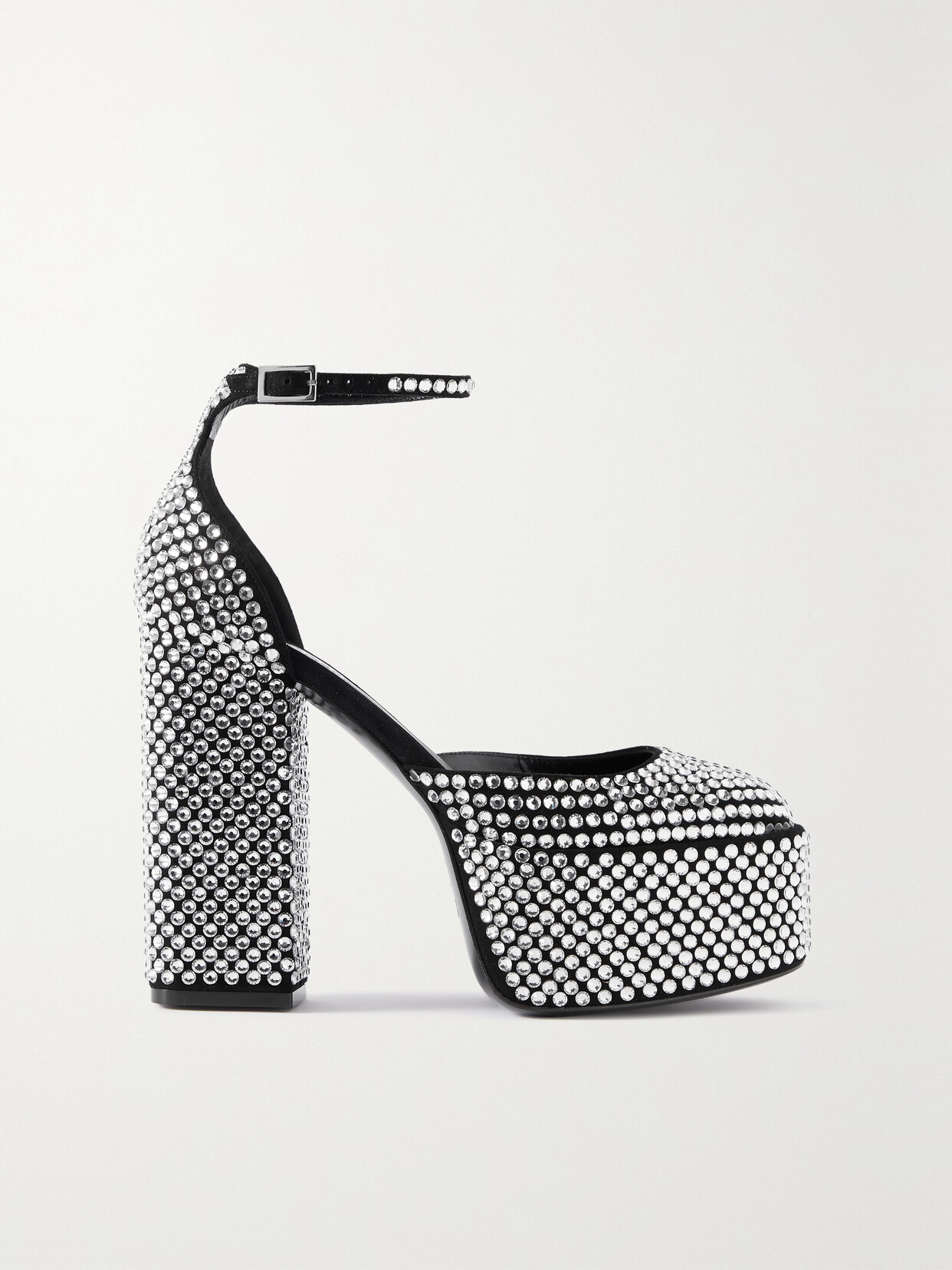 Paris Texas - Dalilah Crystal-embellished Suede Platform Pumps - Silver