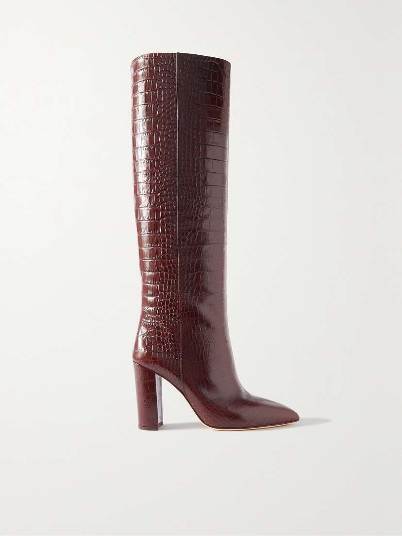 Paris Texas Croc-effect Leather Knee Boots