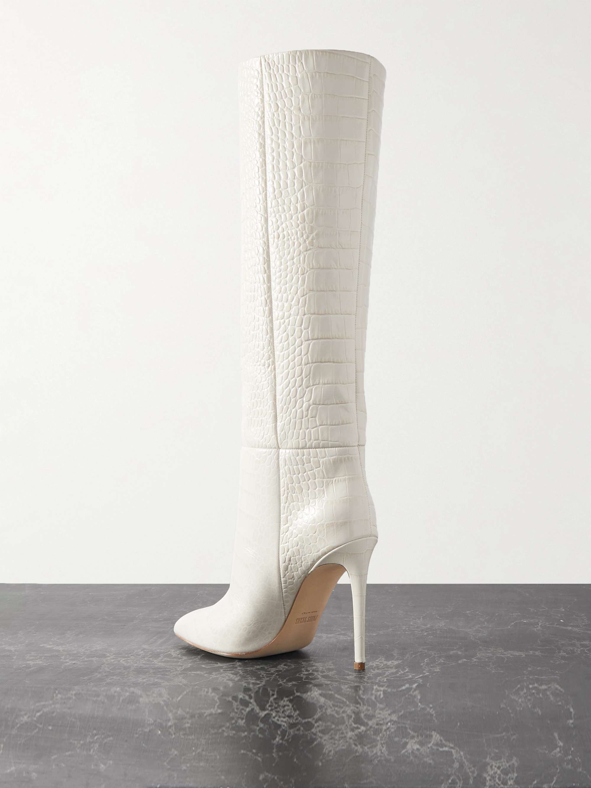 PARIS TEXAS Croc-effect leather knee boots