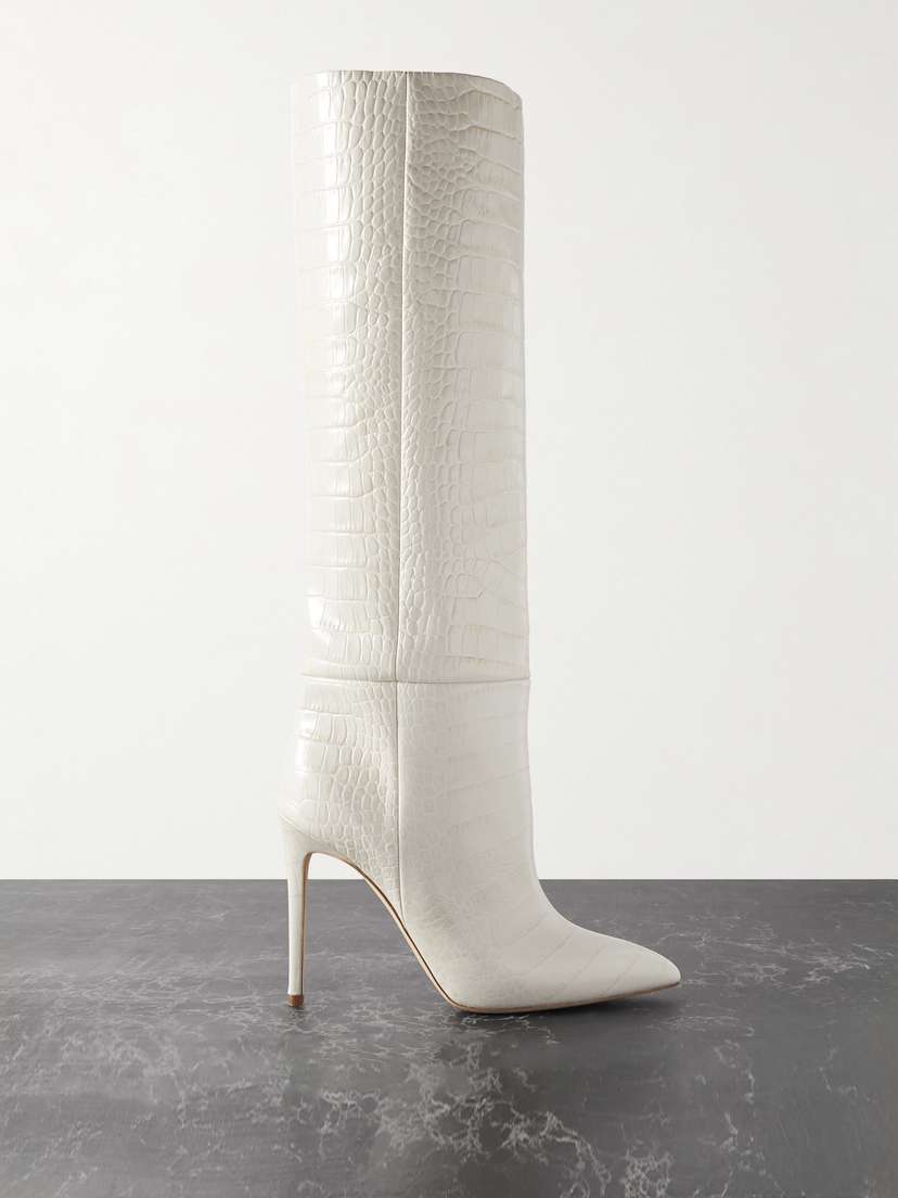 Paris Texas Croc-effect Leather Knee Boots