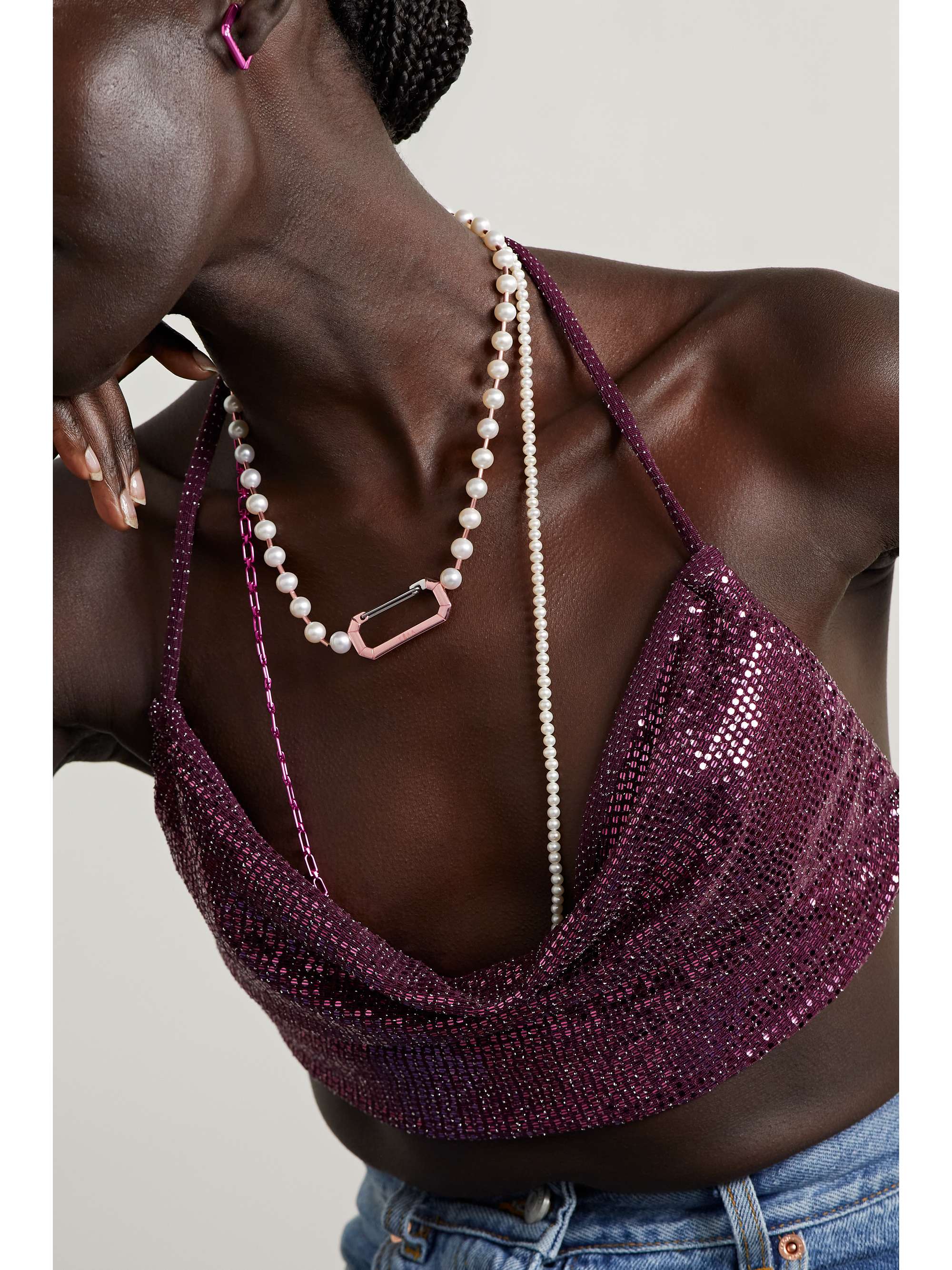 EÉRA 18-karat white gold pearl choker