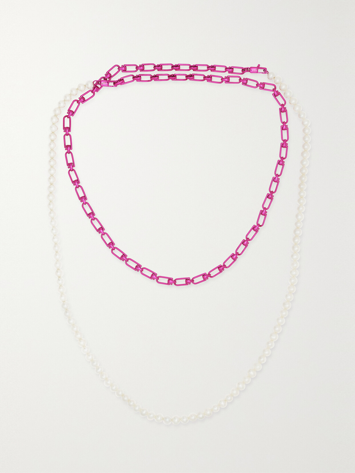 EÉRA – White Gold, Silver And Pearl Necklace – Pink
