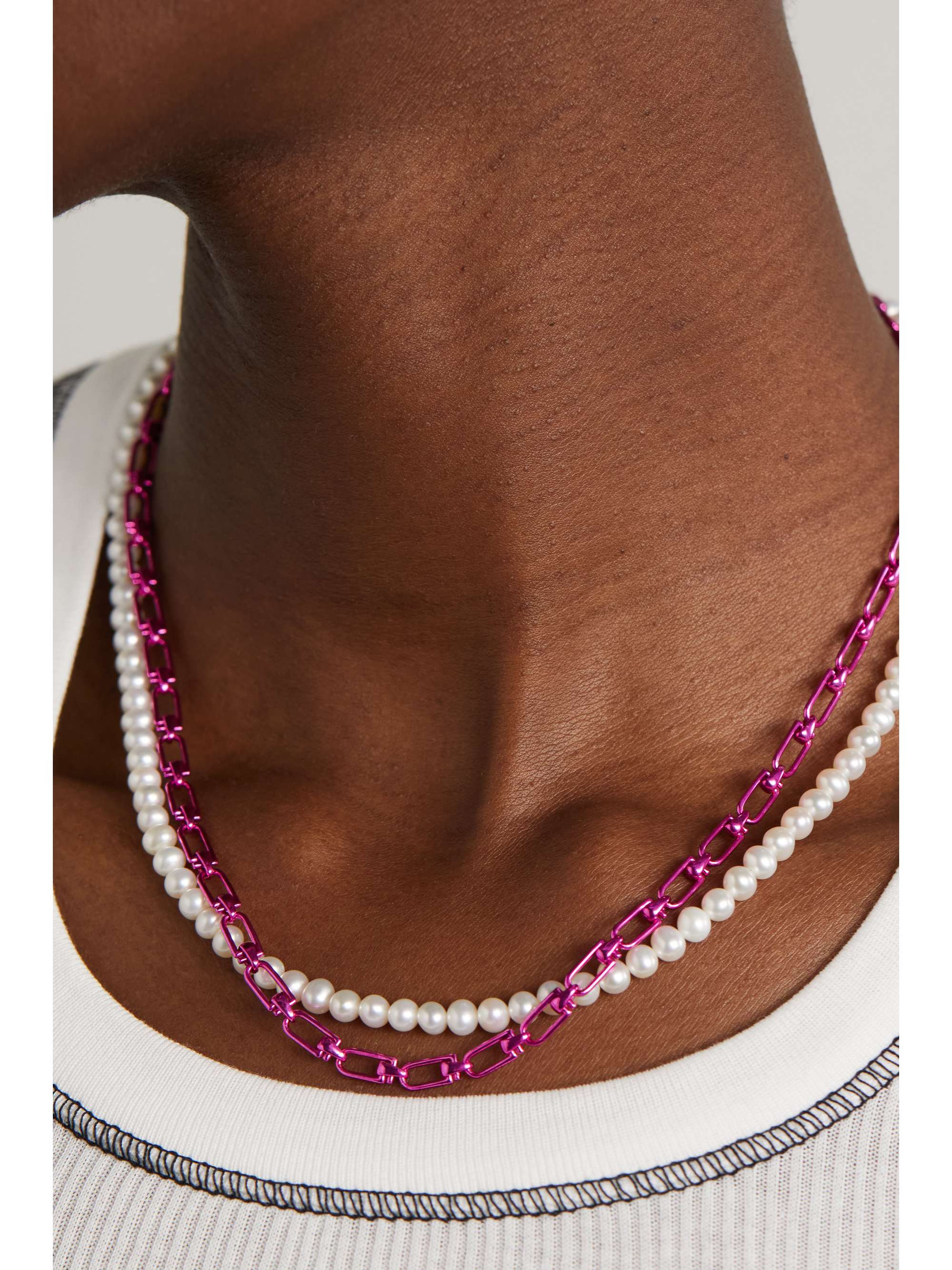 EÉRA White gold, silver and pearl necklace