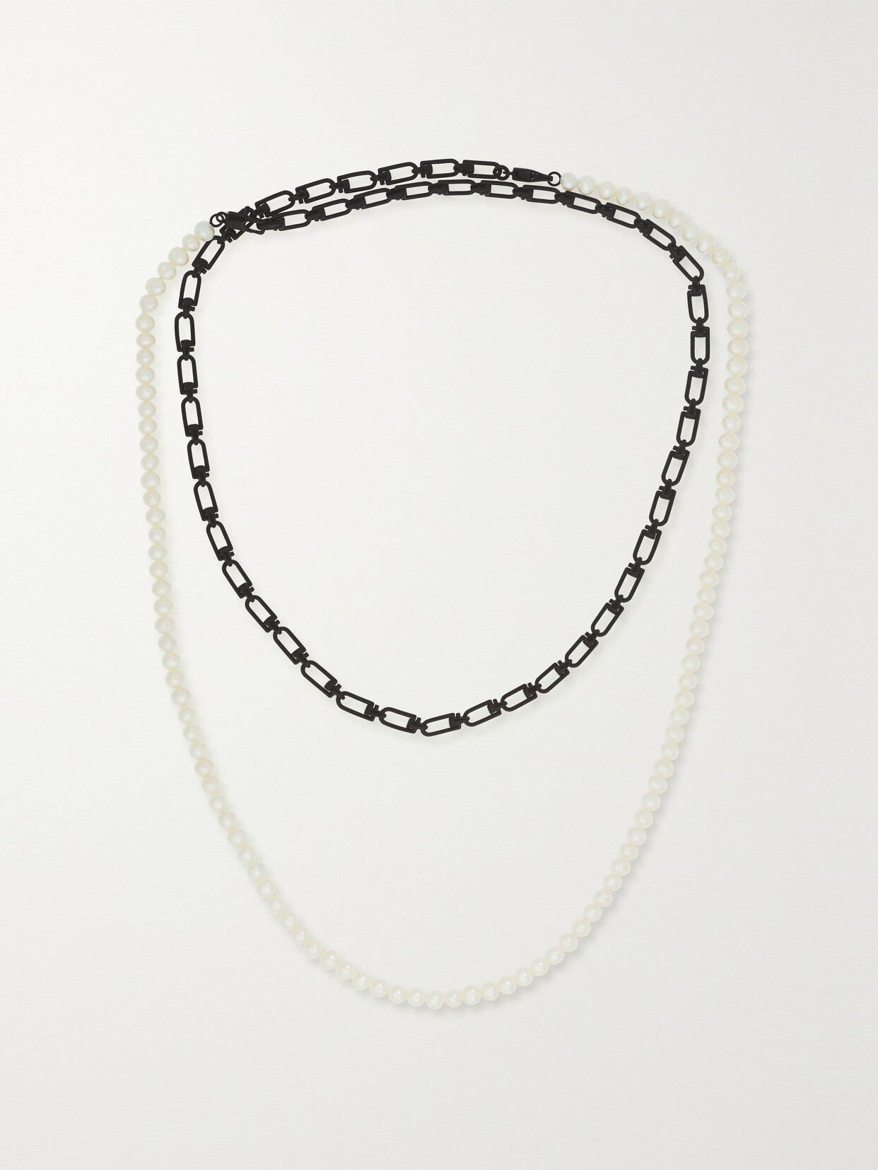 Eéra White Gold, Silver And Pearl Necklace In Black