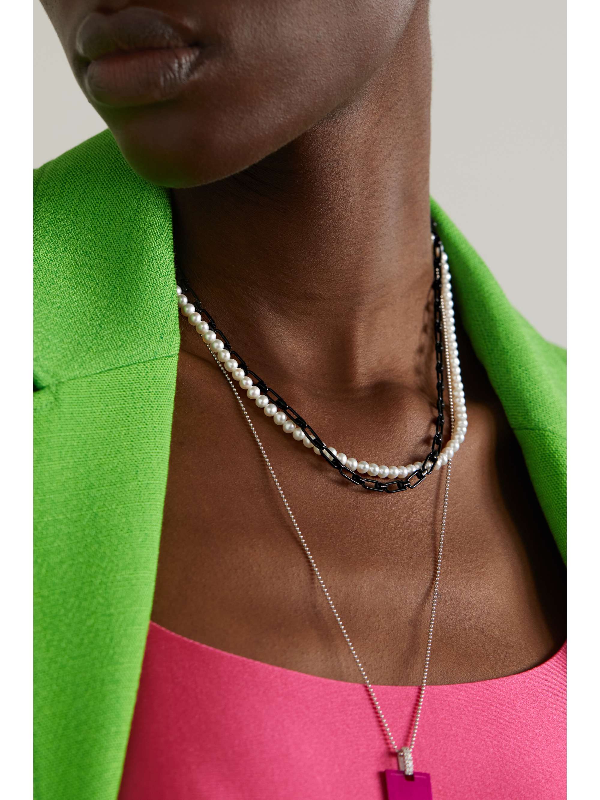 EÉRA White gold, silver and pearl necklace