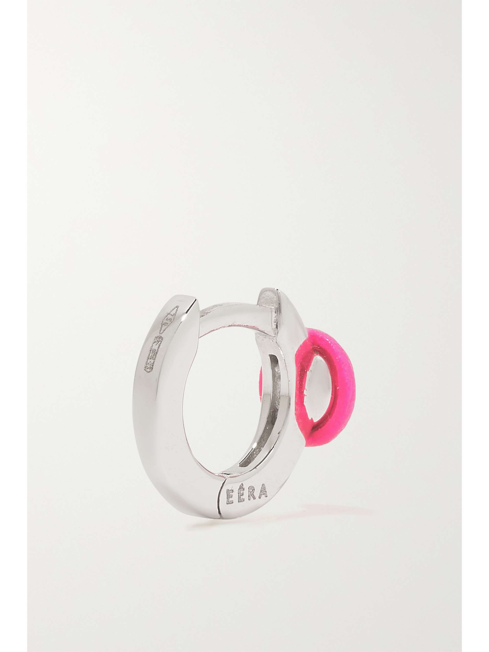 EÉRA 18-karat white gold, enamel and diamond single hoop earring