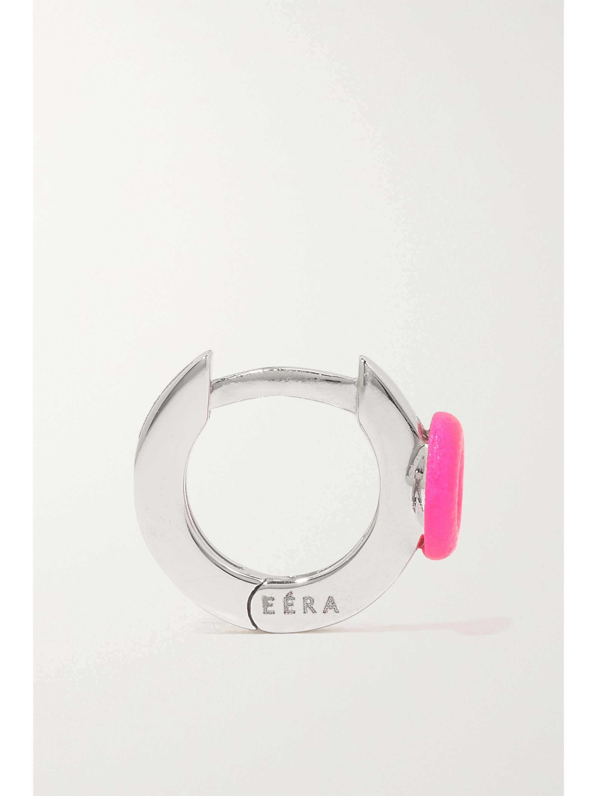 EÉRA 18-karat white gold, enamel and diamond single hoop earring