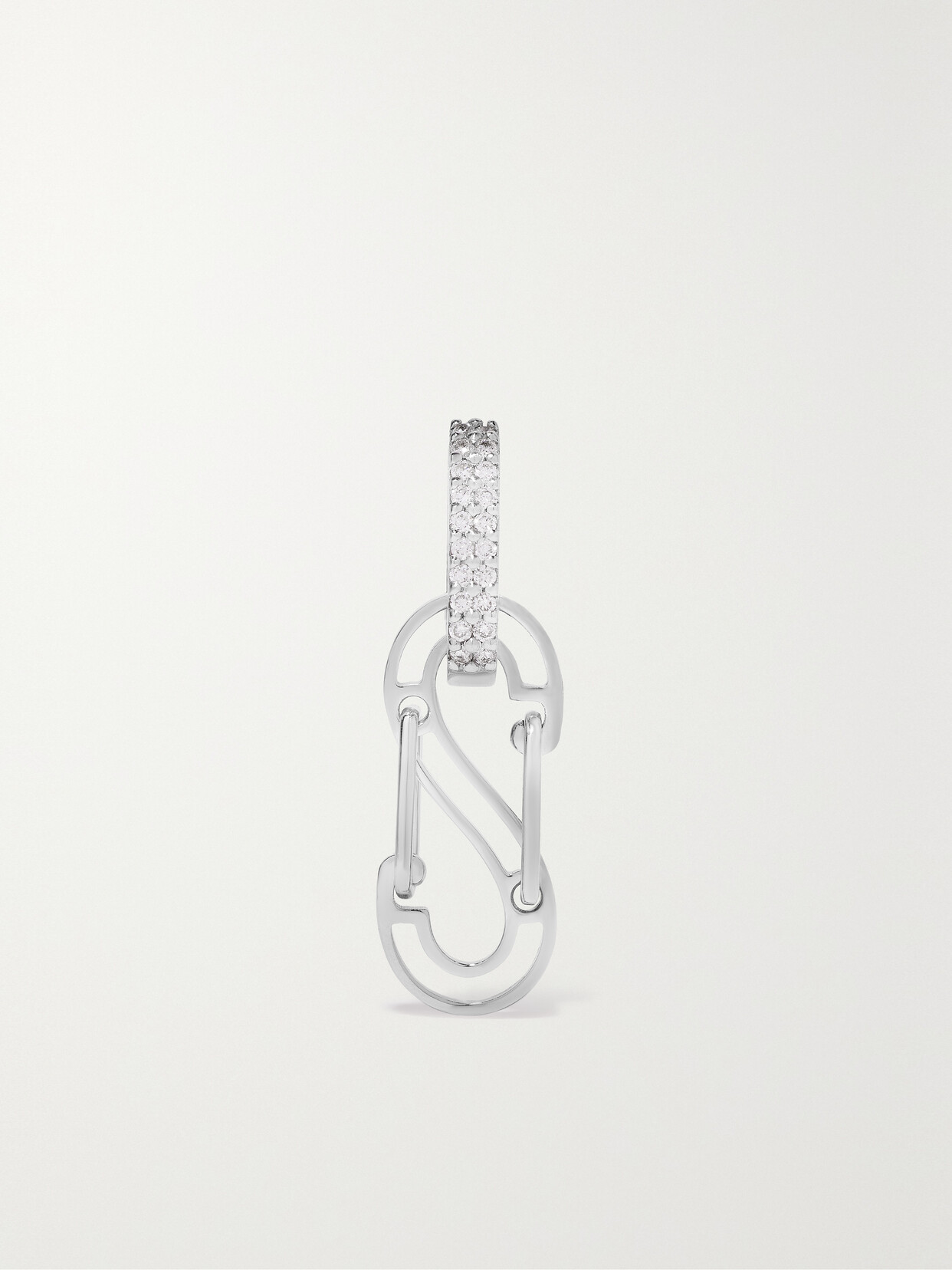 EÉRA - 18-karat White Gold Diamond Single Hoop Earring - Silver
