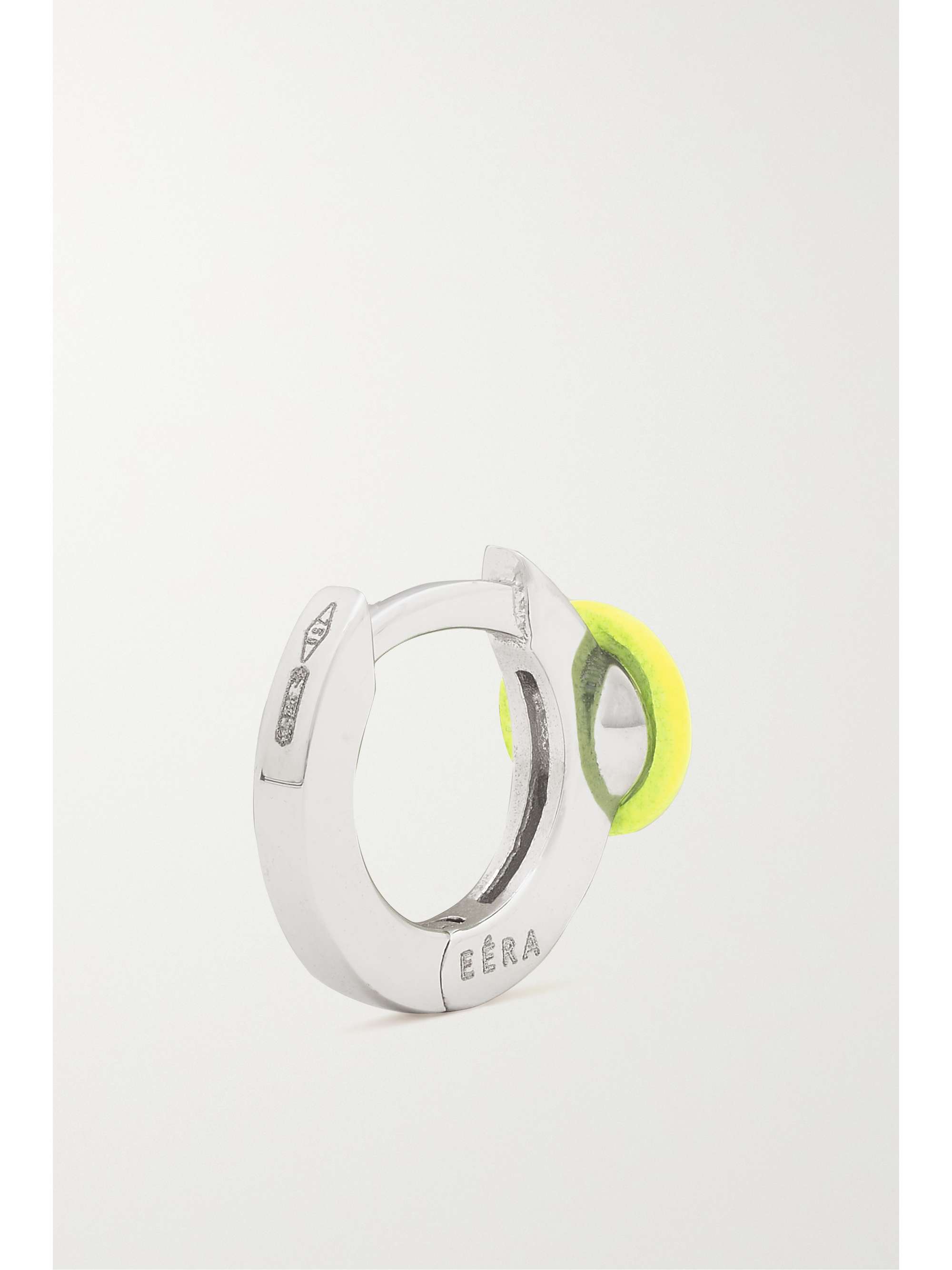 EÉRA 18-karat white gold, enamel and diamond single hoop earring