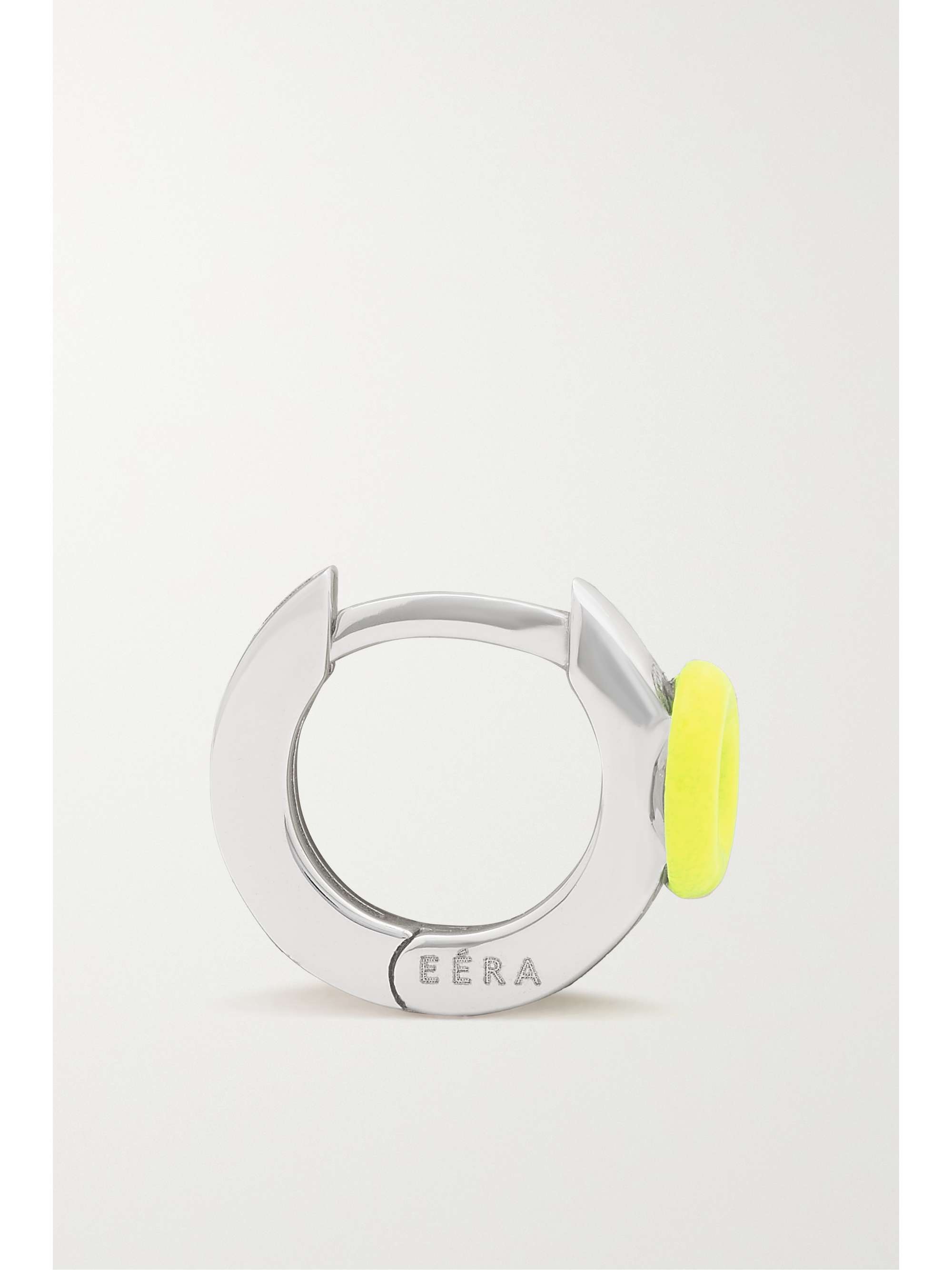 EÉRA 18-karat white gold, enamel and diamond single hoop earring