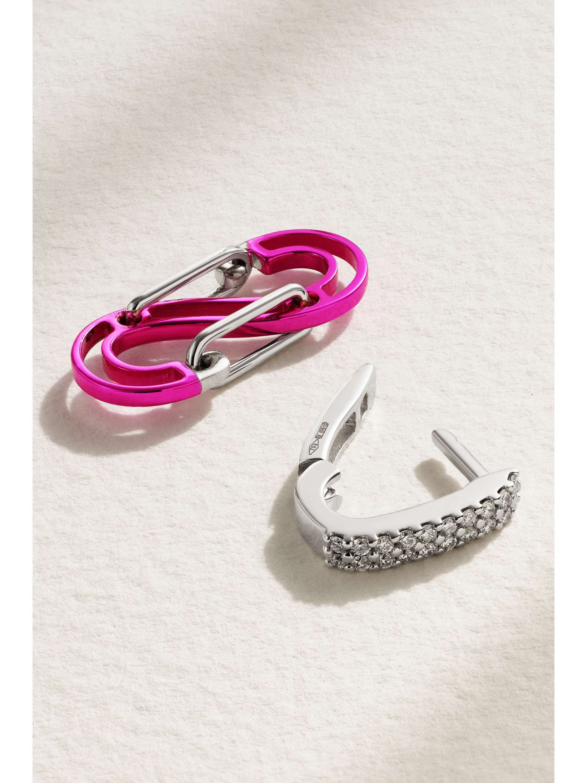 EÉRA White gold, silver and diamond single hoop earring