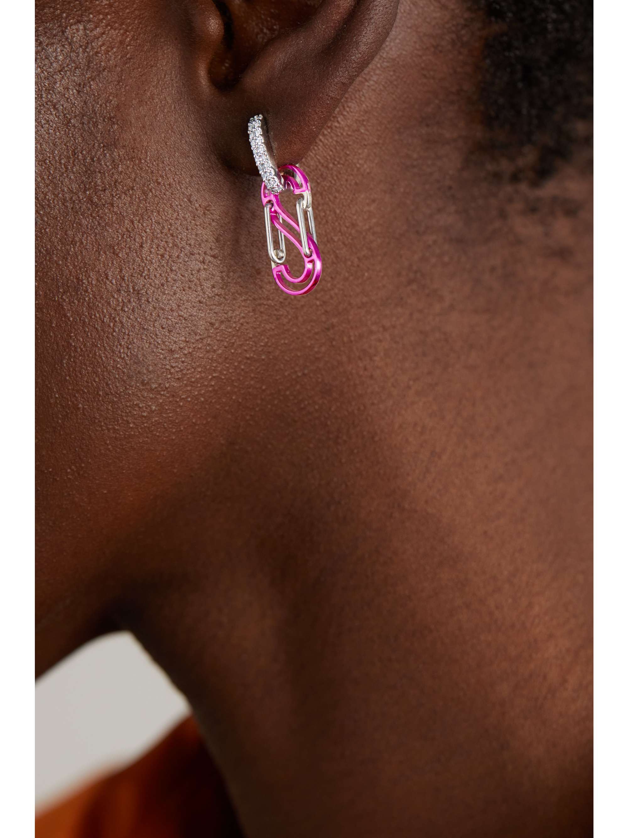 EÉRA White gold, silver and diamond single hoop earring