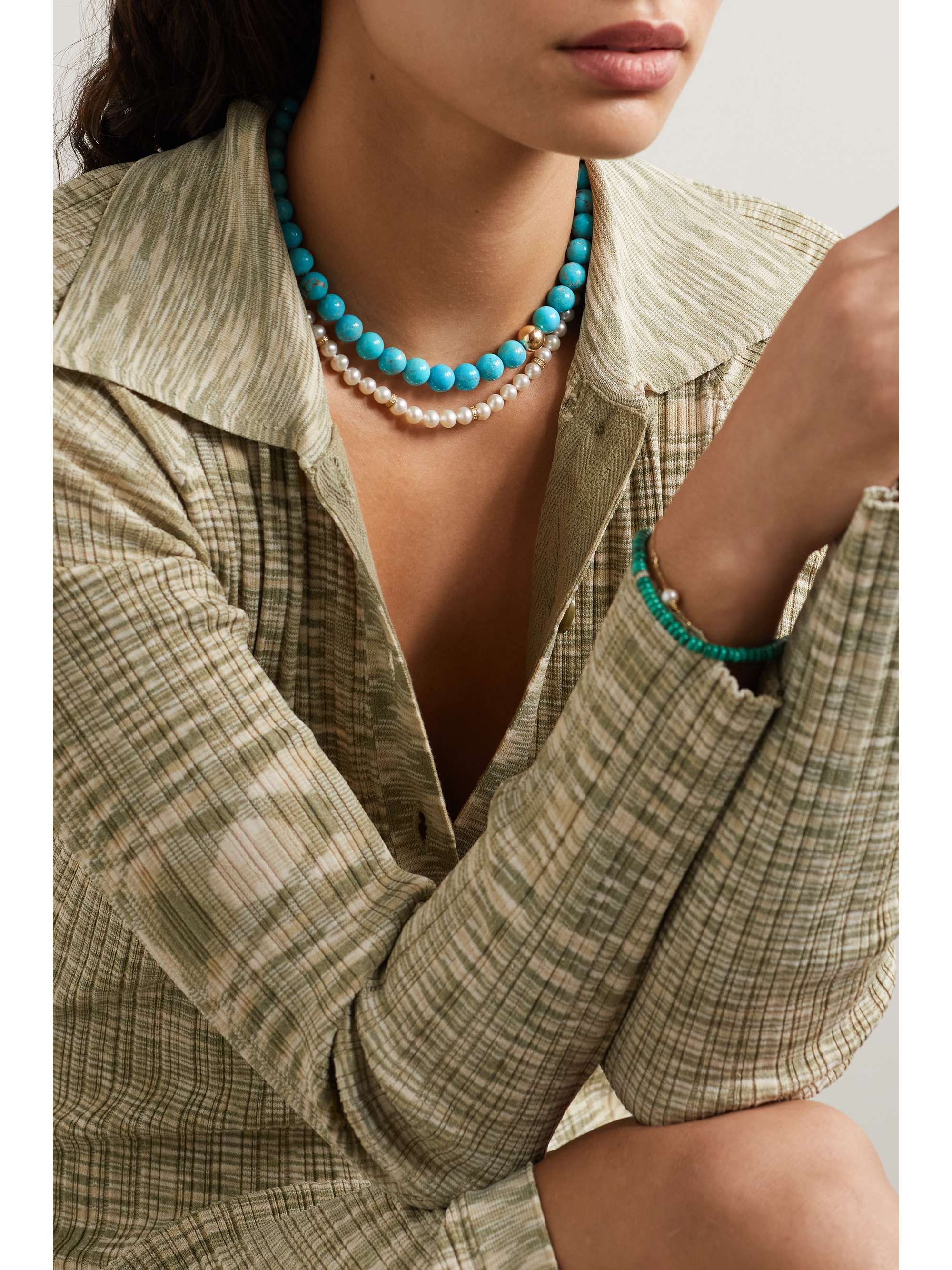 MATEO 14-karat gold turquoise necklace