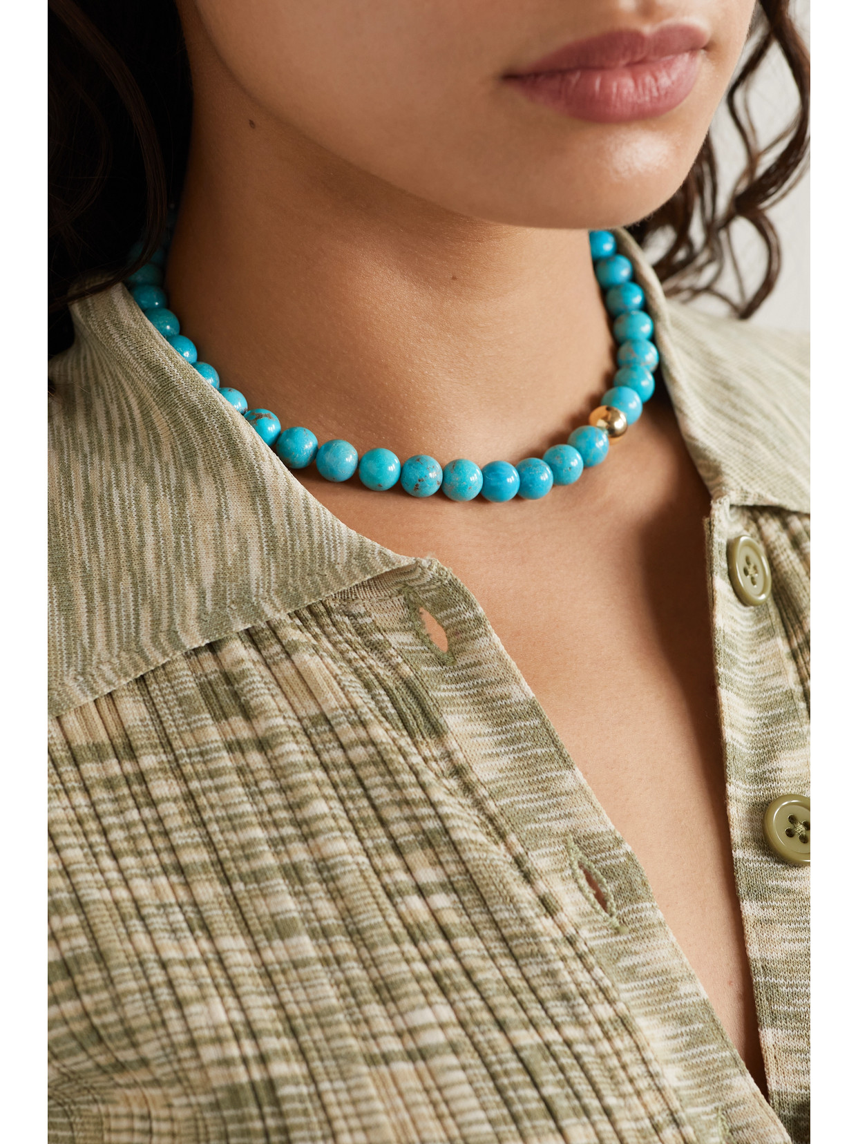 Shop Mateo 14-karat Gold Turquoise Necklace