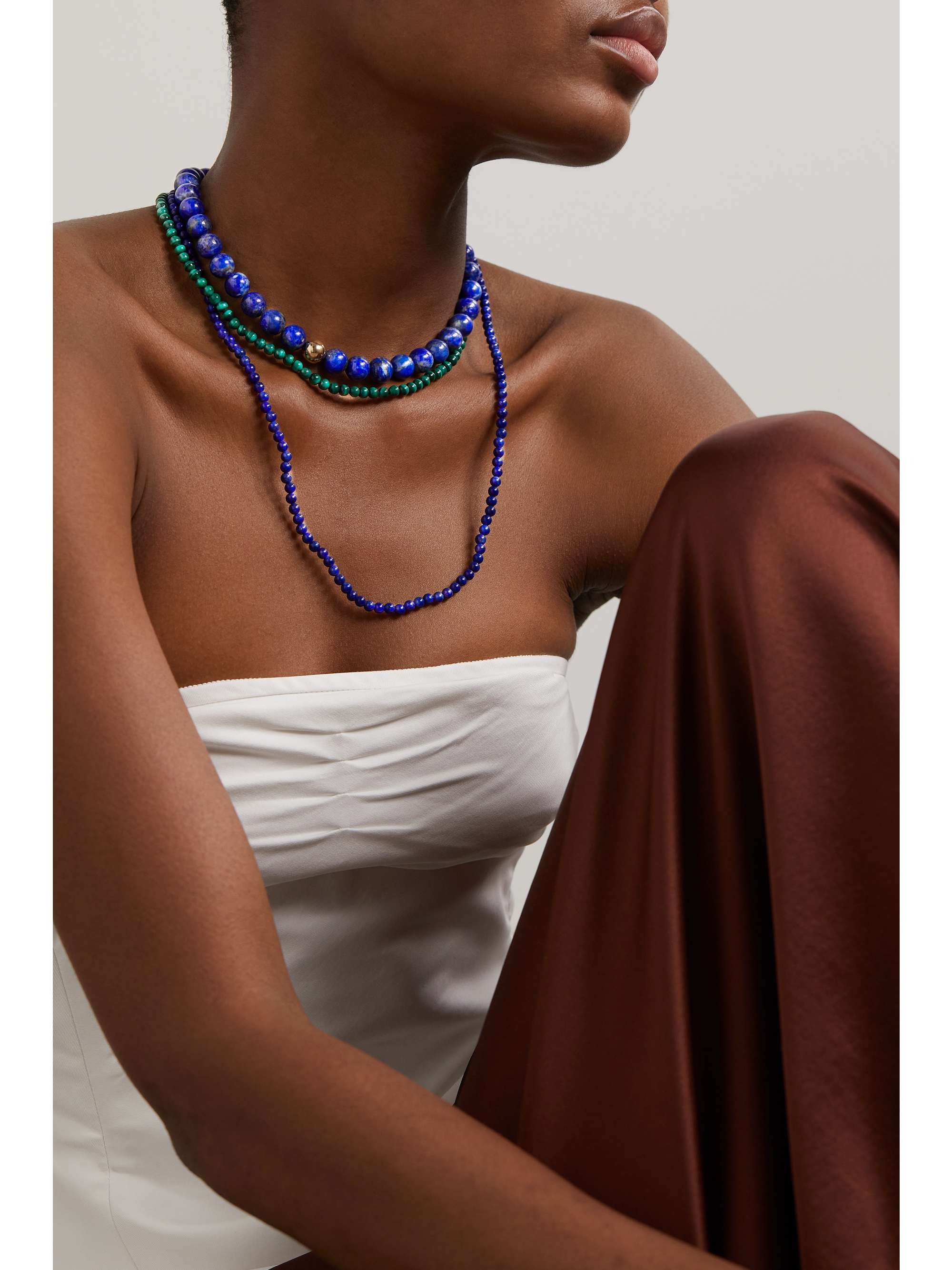 MATEO 14-karat gold lapis lazuli necklace