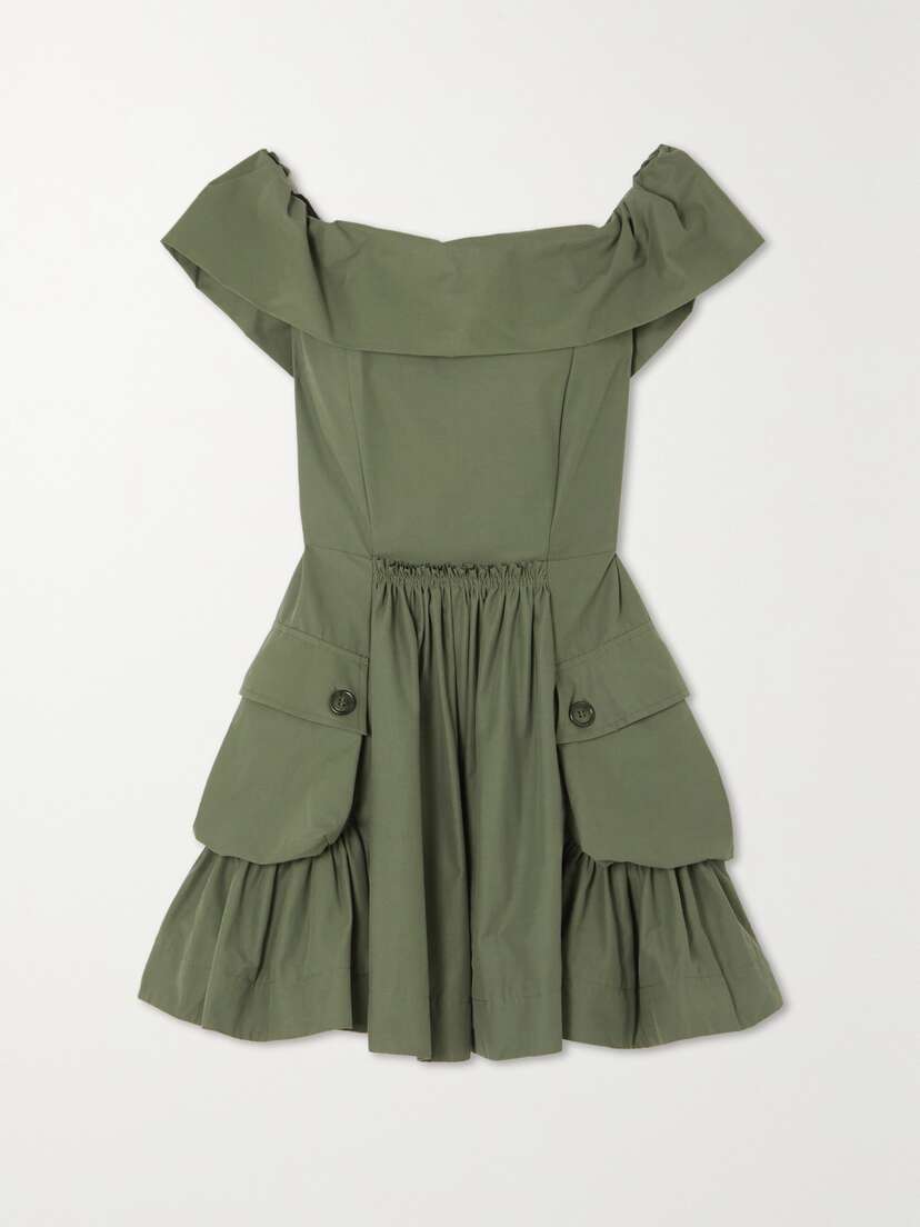 Molly Goddard Julie Off-the-shoulder Cotton-blend Mini Dress - UK 14