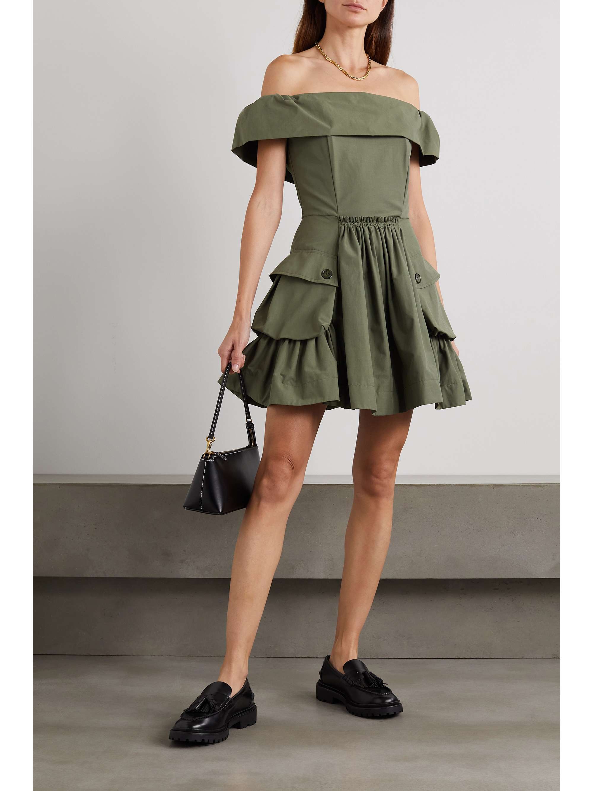 MOLLY GODDARD Julie off-the-shoulder cotton-blend mini dress