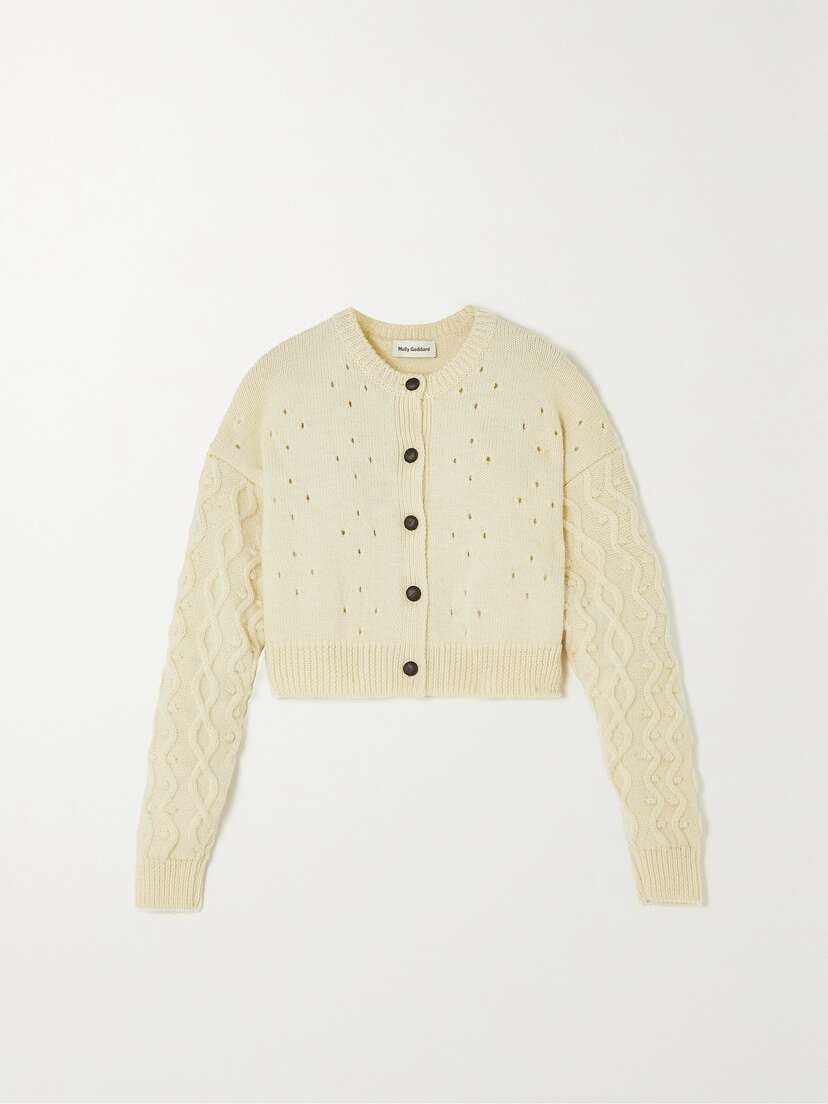 Molly Goddard Helena Pointelle-knit Wool Cardigan - x large