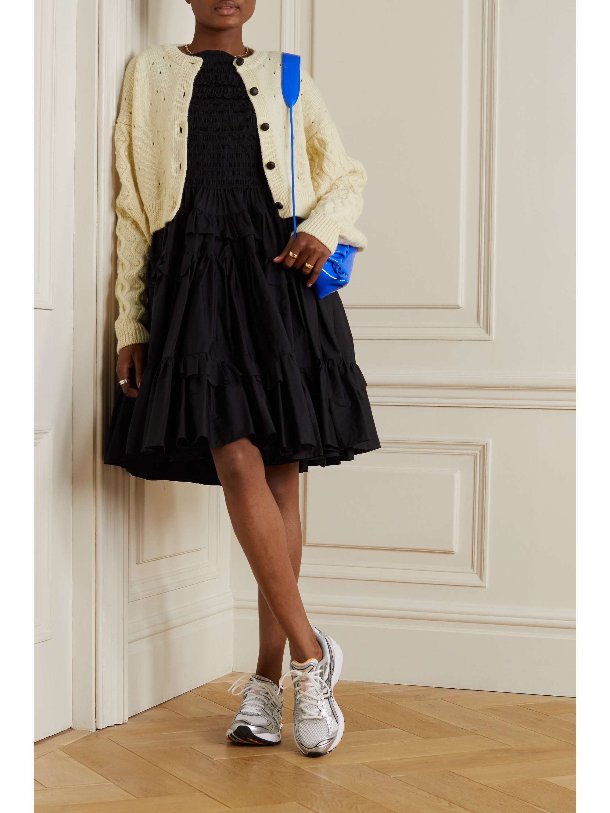 Cream Helena pointelle-knit wool 