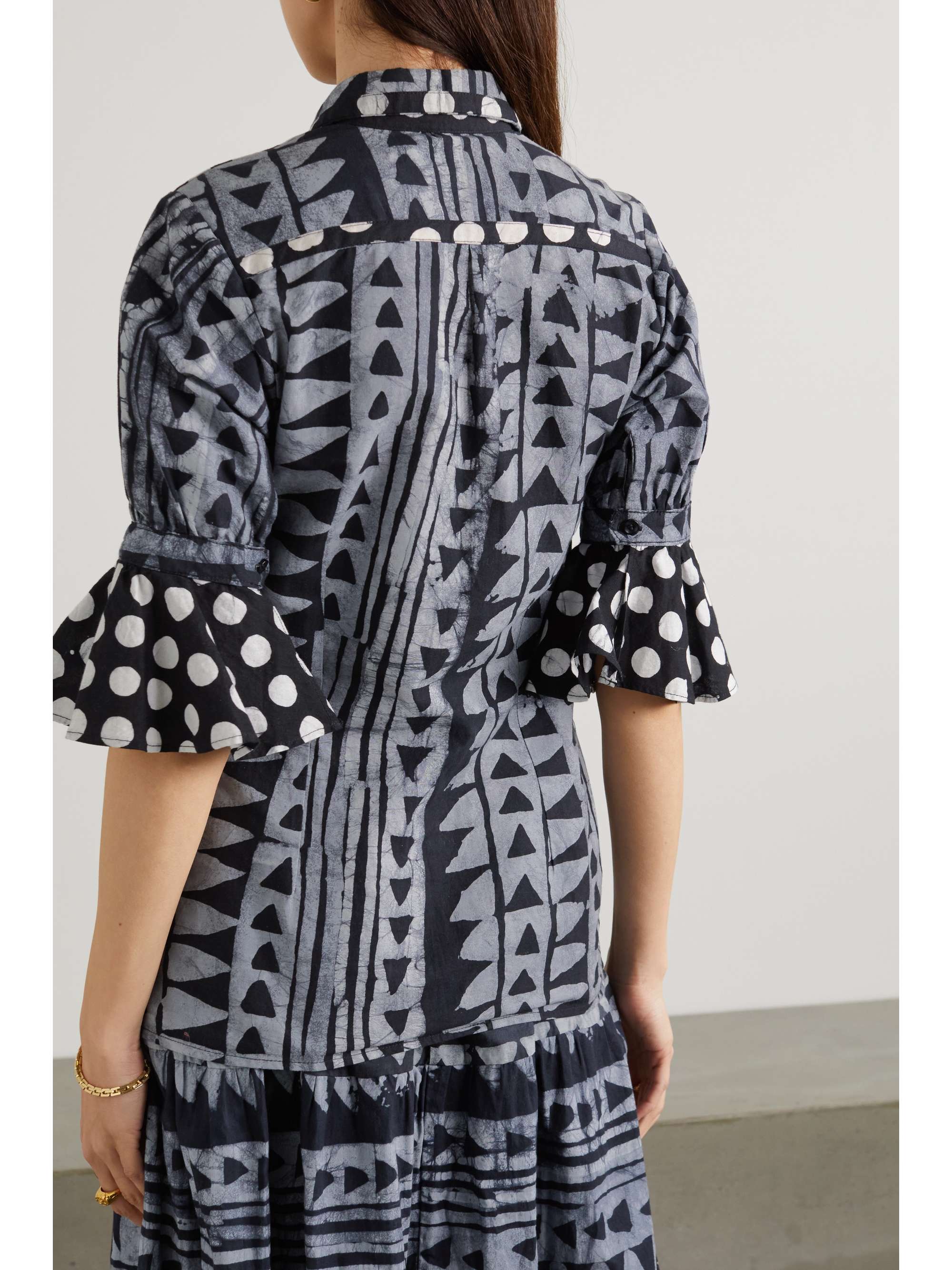 STUDIO 189 Ruffled printed cotton shirt