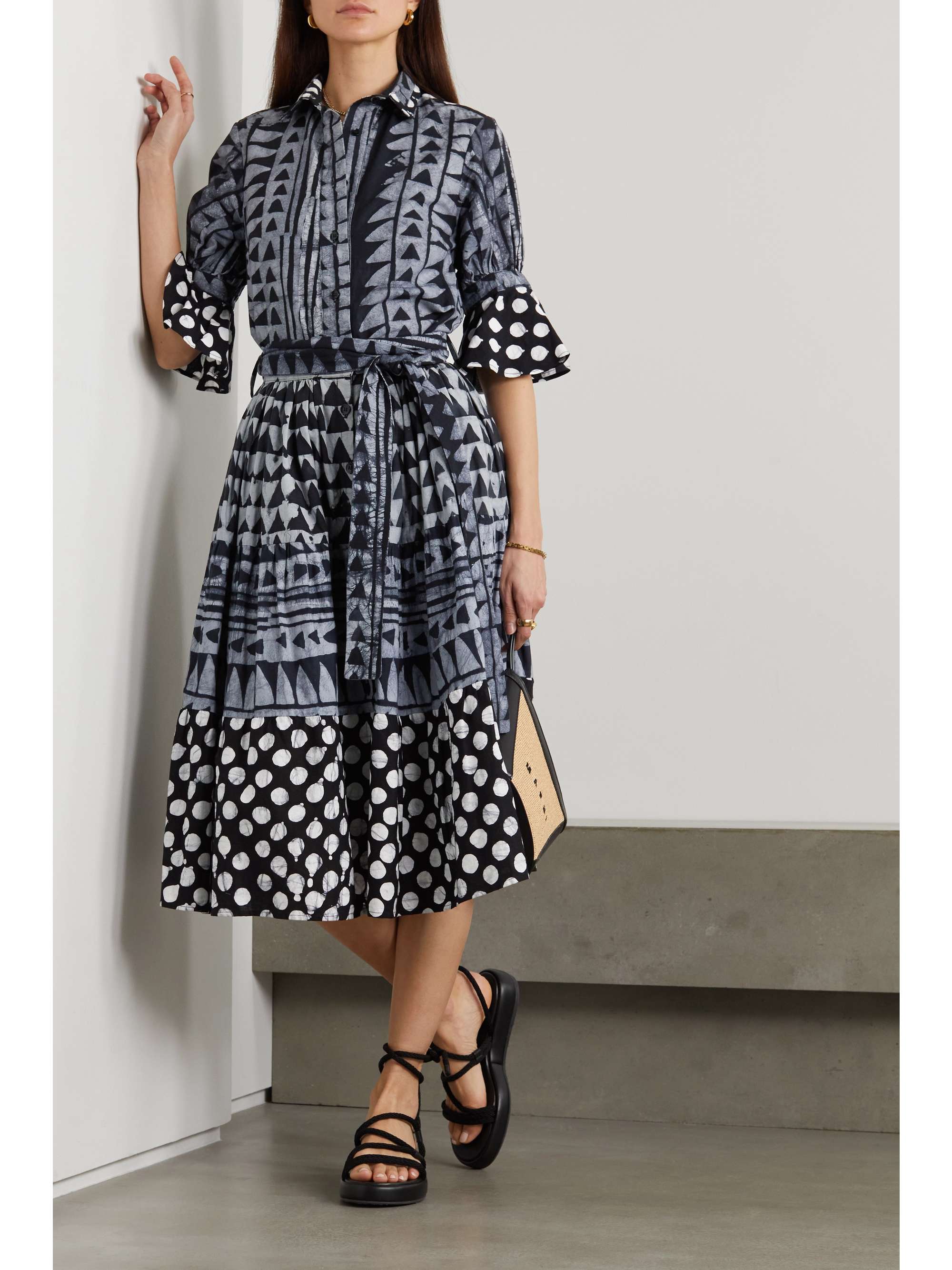 STUDIO 189 Ruffled printed cotton shirt